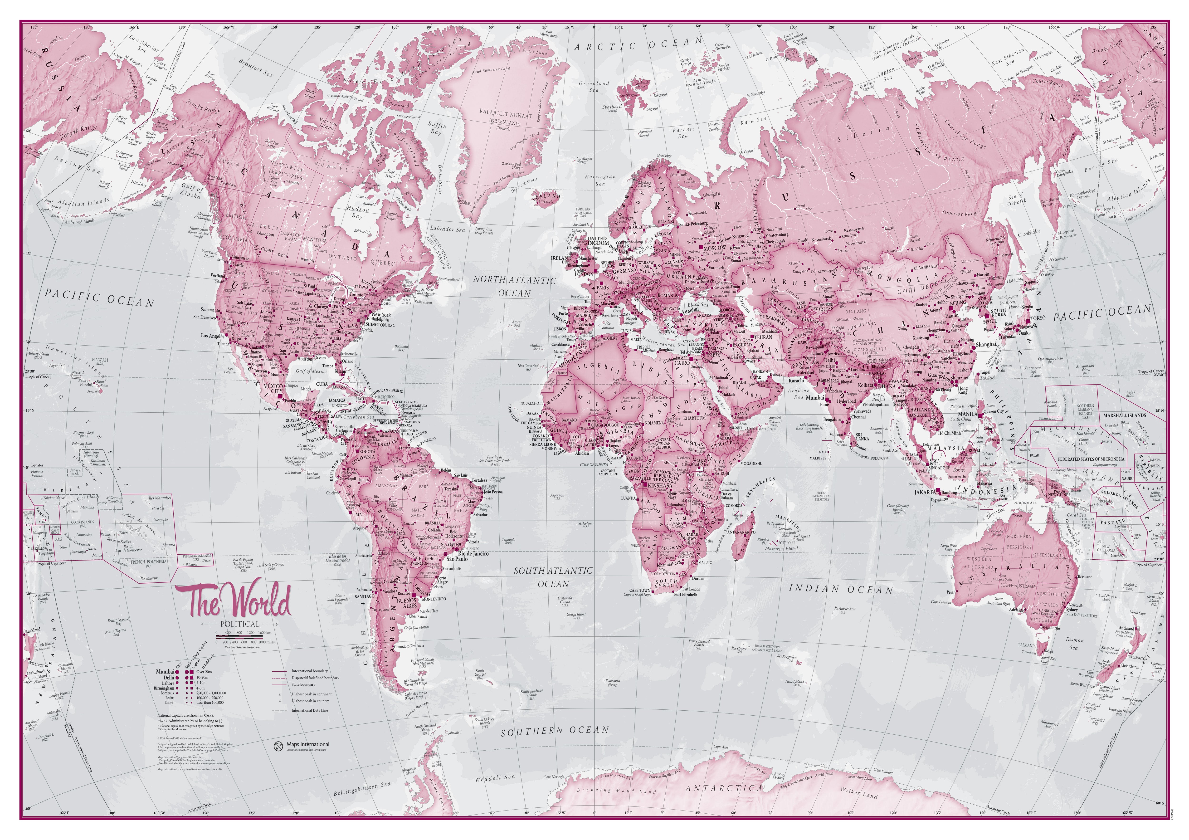WM00273_L_LAMIN - The World Is Art - Wall Map Pink