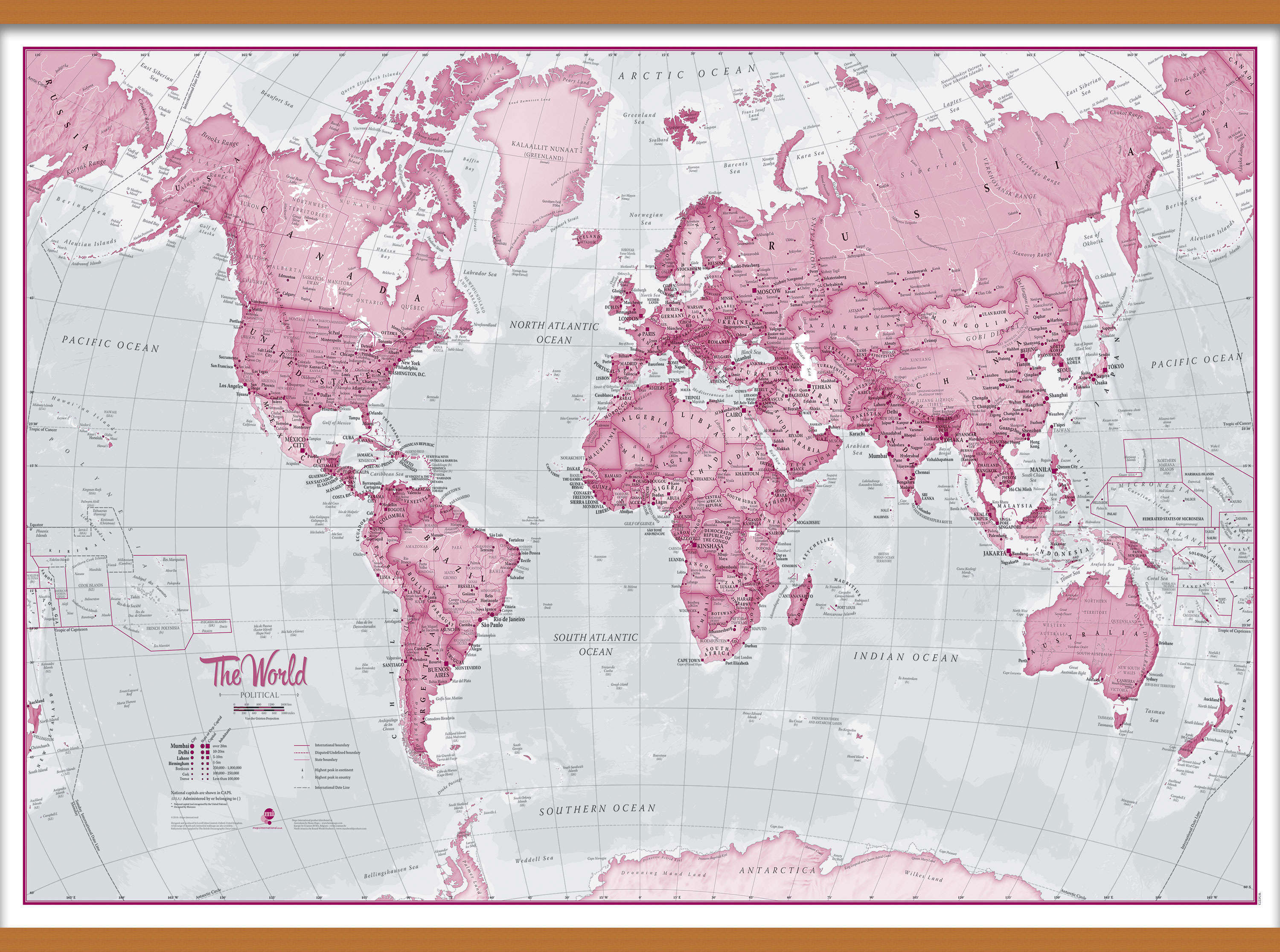 WM00273_L_LWDHB - The World Is Art - Wall Map Pink