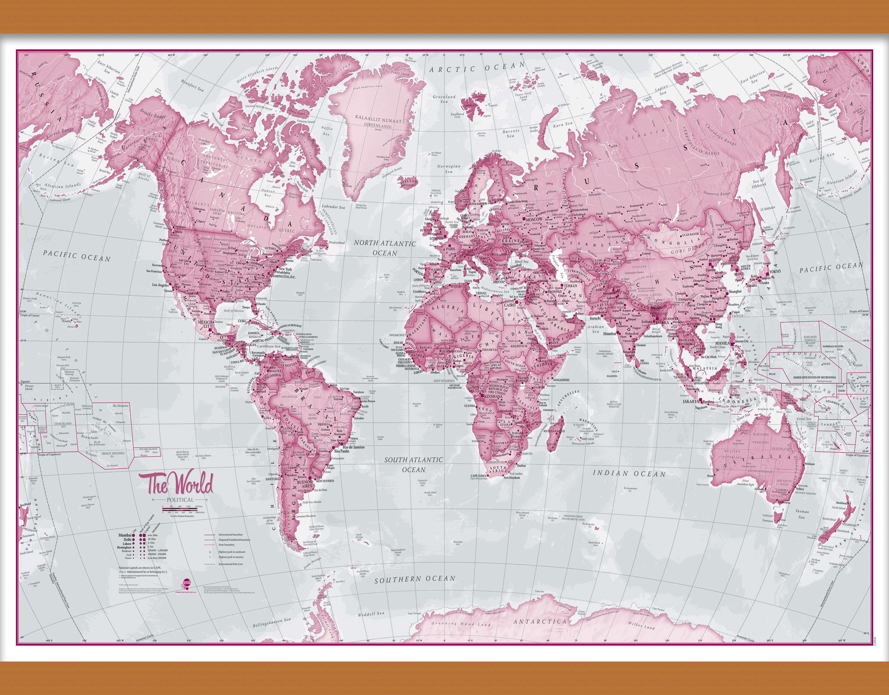 WM00273_M_CWDHB - The World Is Art - Wall Map Pink