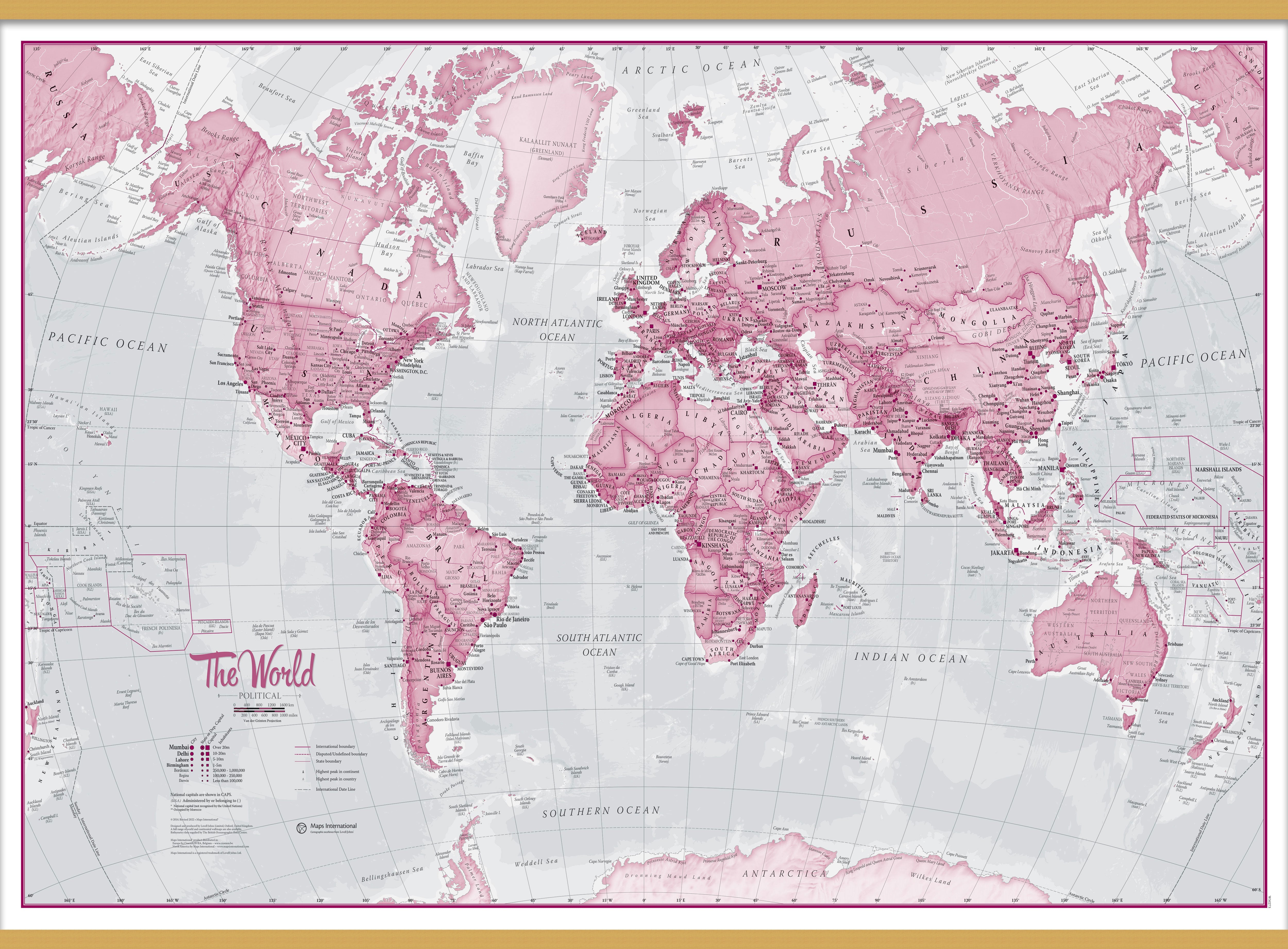 WM00273_H_LWDHB - The World Is Art - Wall Map Pink