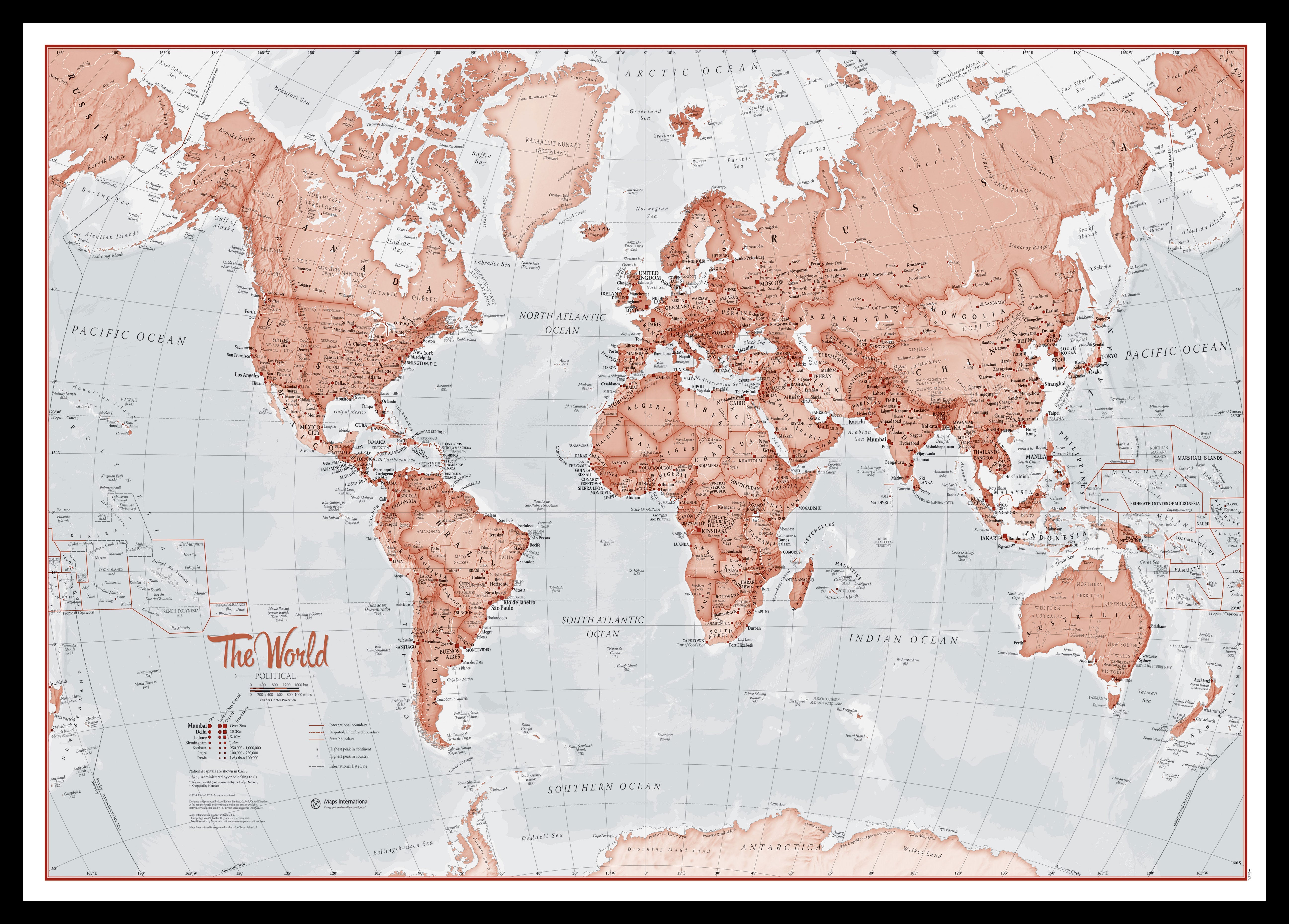 WM00271_S_PINBL - The World Is Art - Wall Map Red