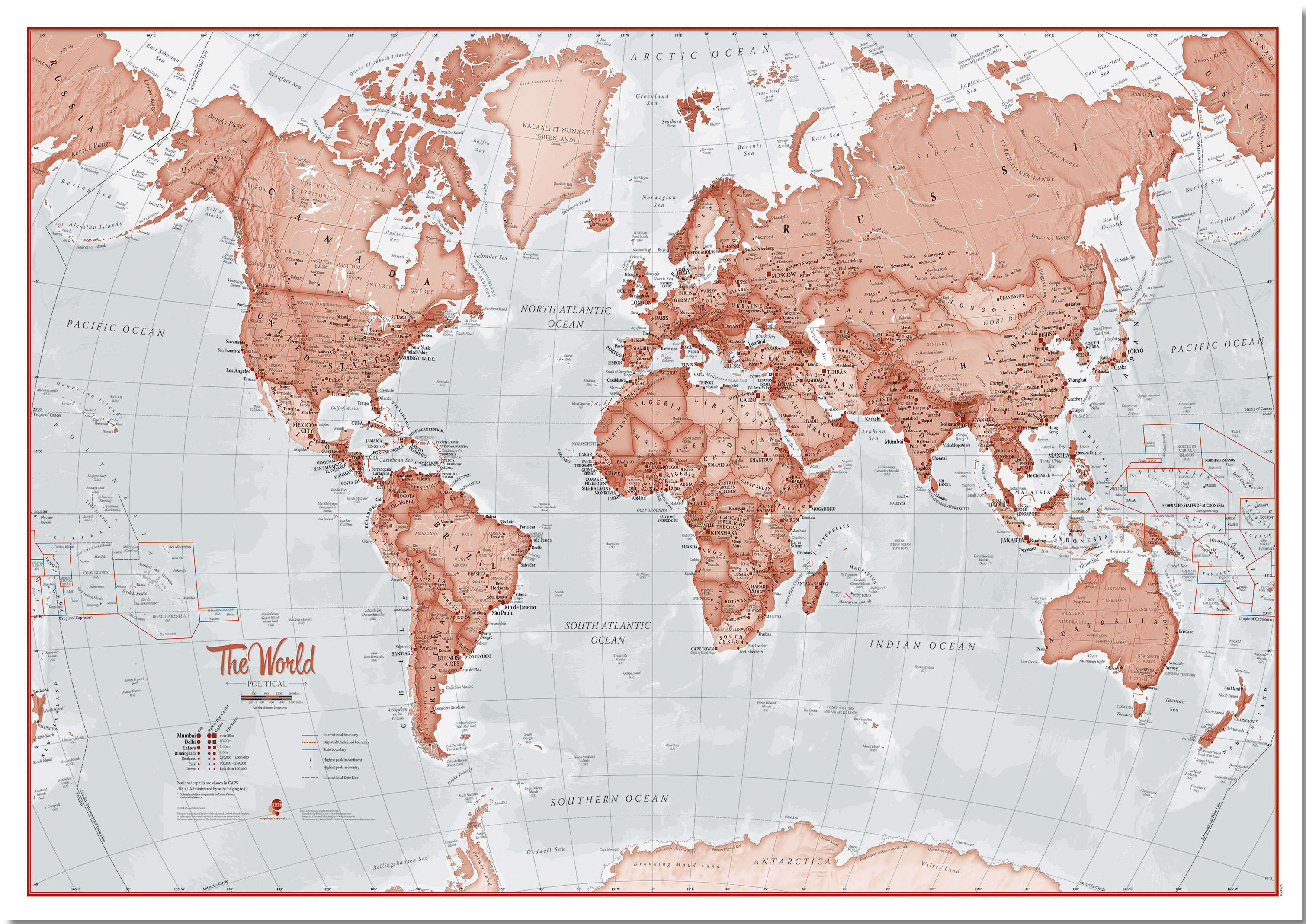 WM00271_M_PNBRD - The World Is Art - Wall Map Red