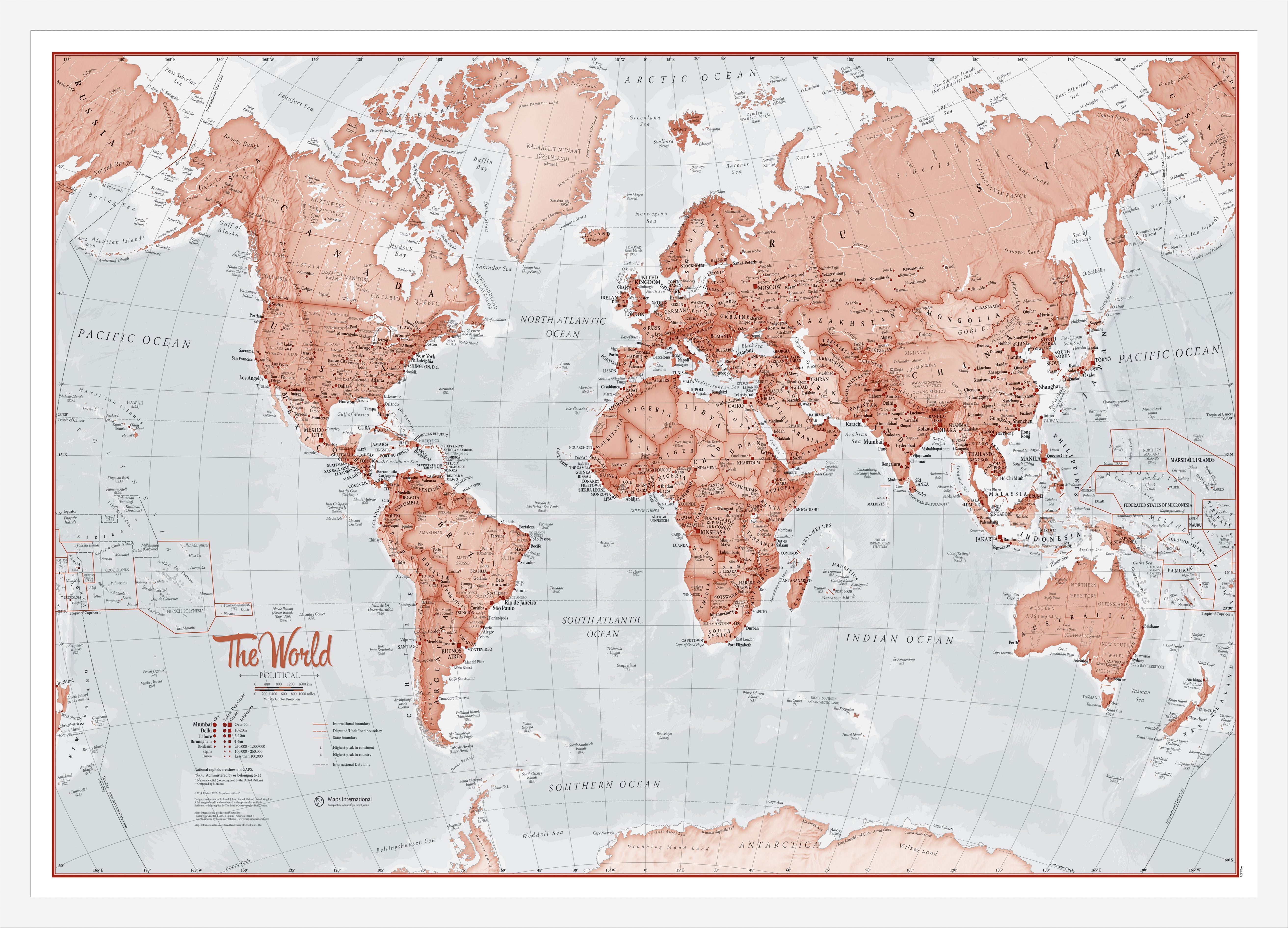 WM00271_M_WDWHI - The World Is Art - Wall Map Red