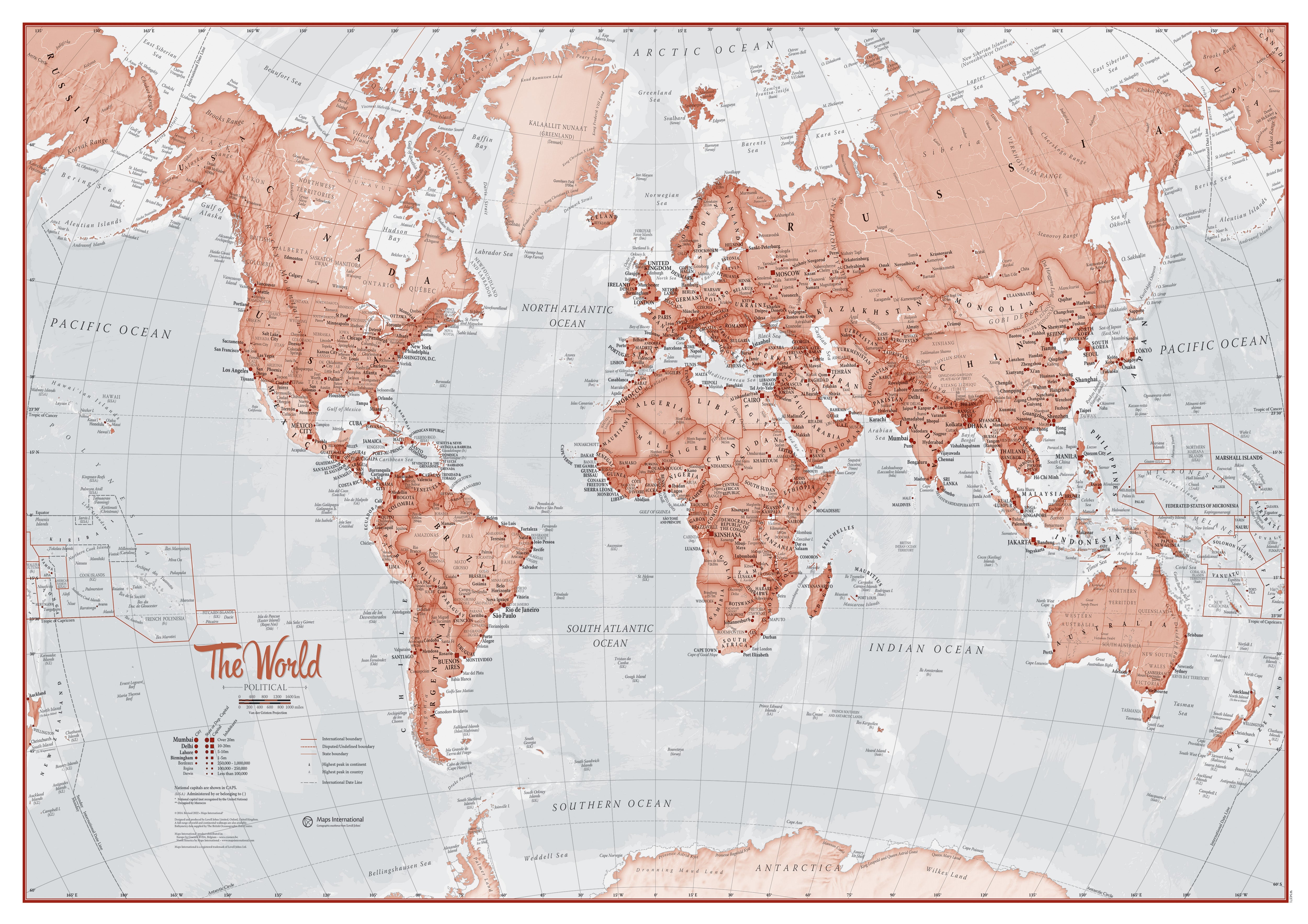 WM00271_M_LAMIN - The World Is Art - Wall Map Red