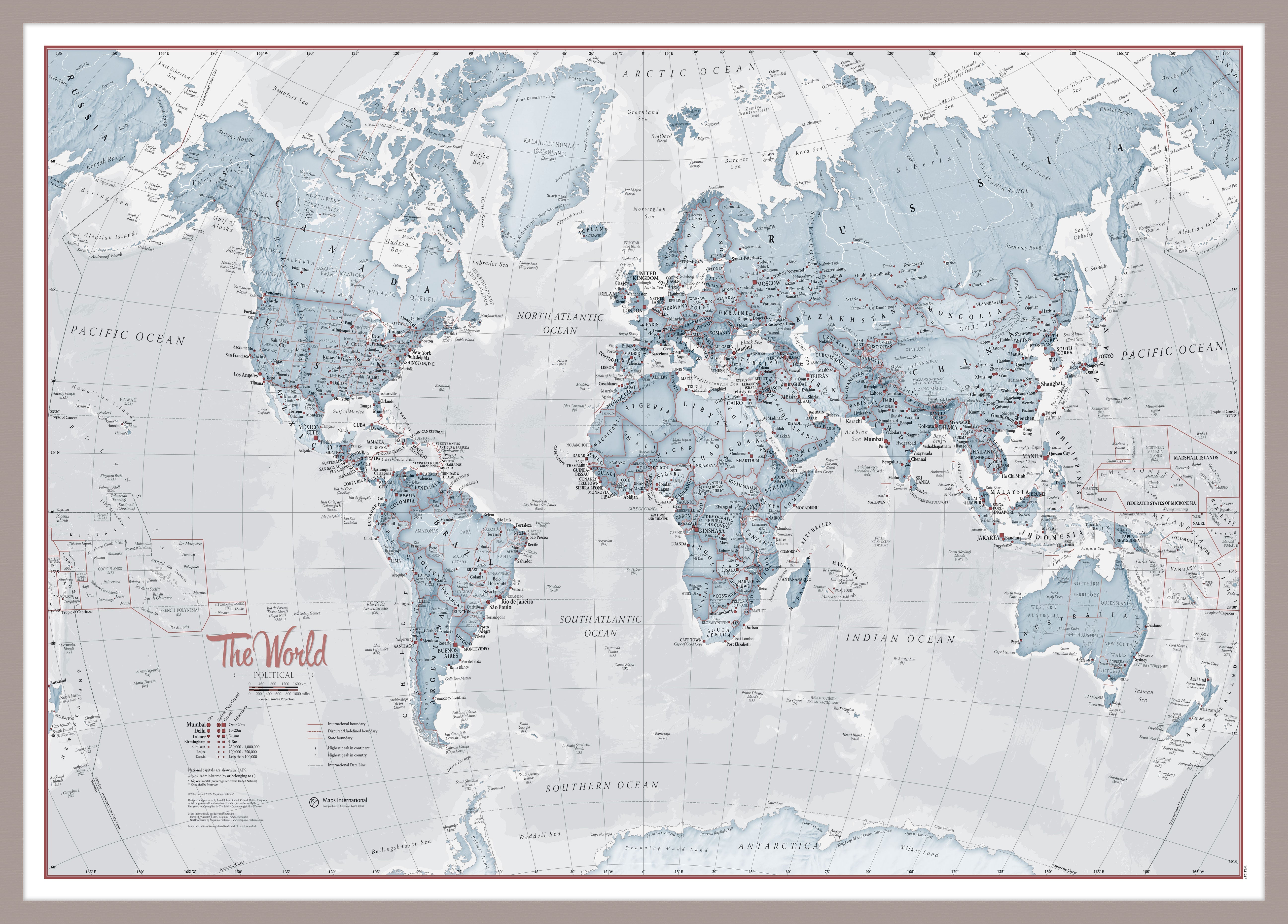 WM01225_M_PINAL - The World Is Art - Wall Map Teal