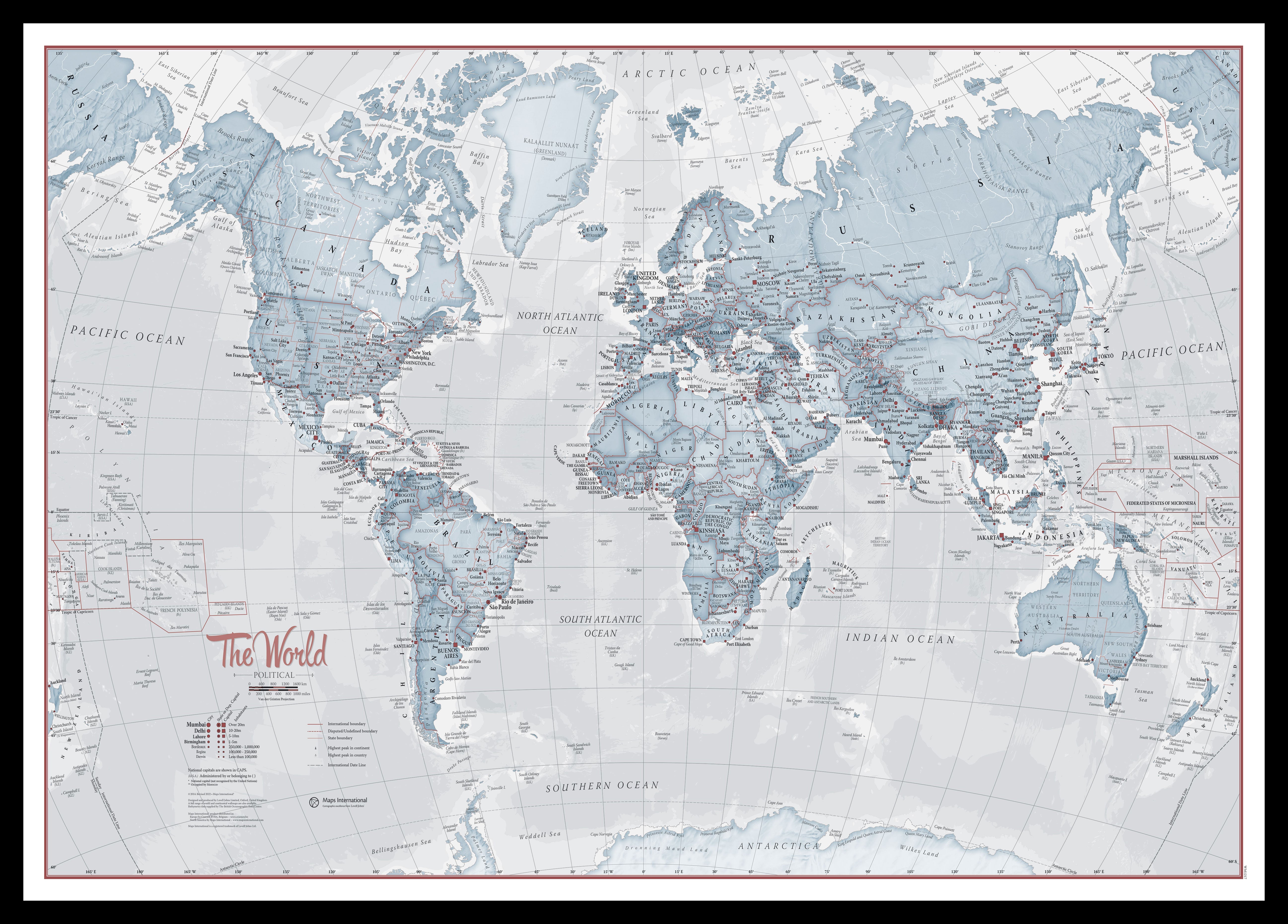 WM01225_S_PINBL - The World Is Art - Wall Map Teal