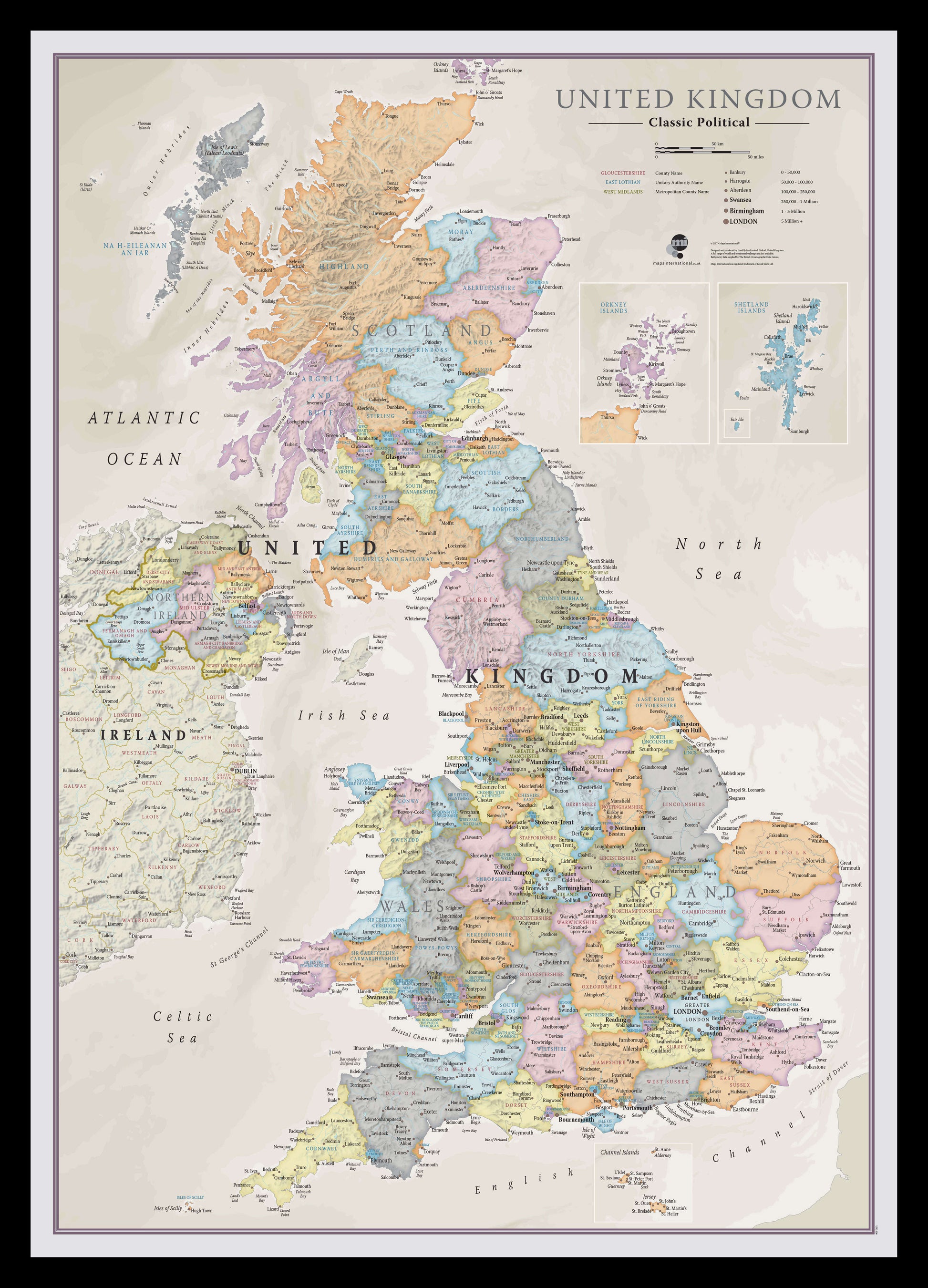 UK01636_M_PINBL - UK Classic Wall Map