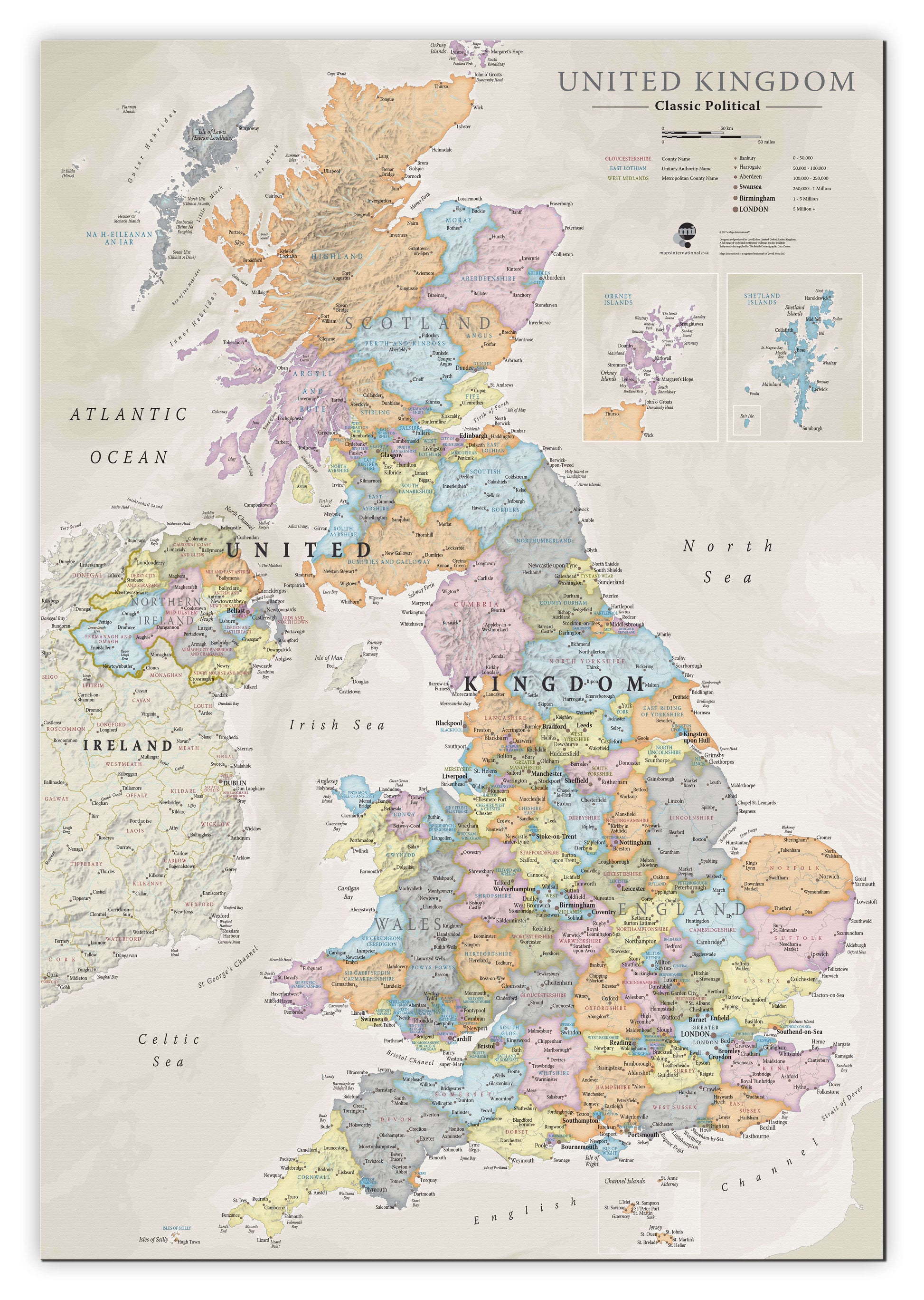 UK01636_L_CANVA - UK Classic Wall Map