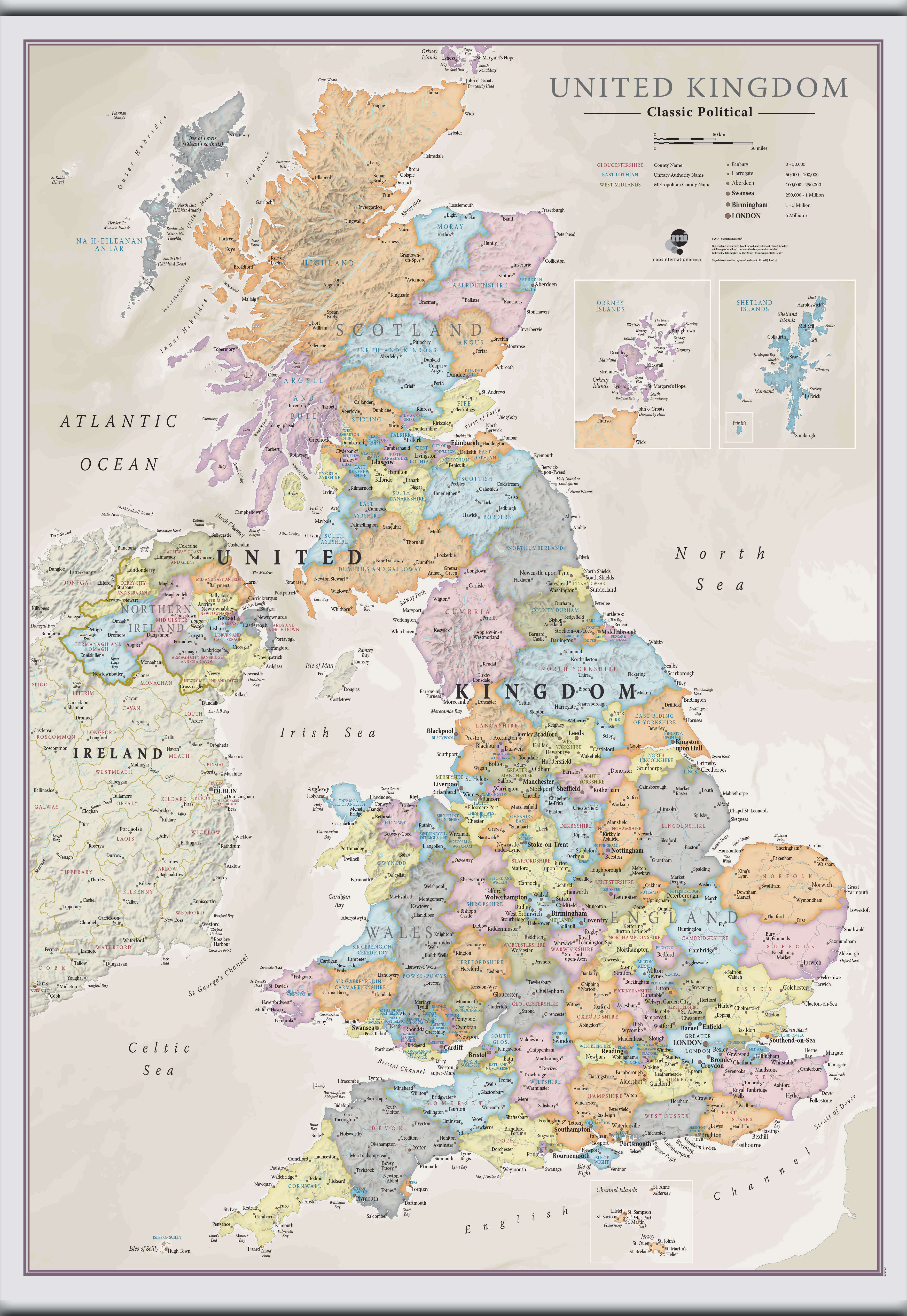 UK01636_L_LAMHB - UK Classic Wall Map