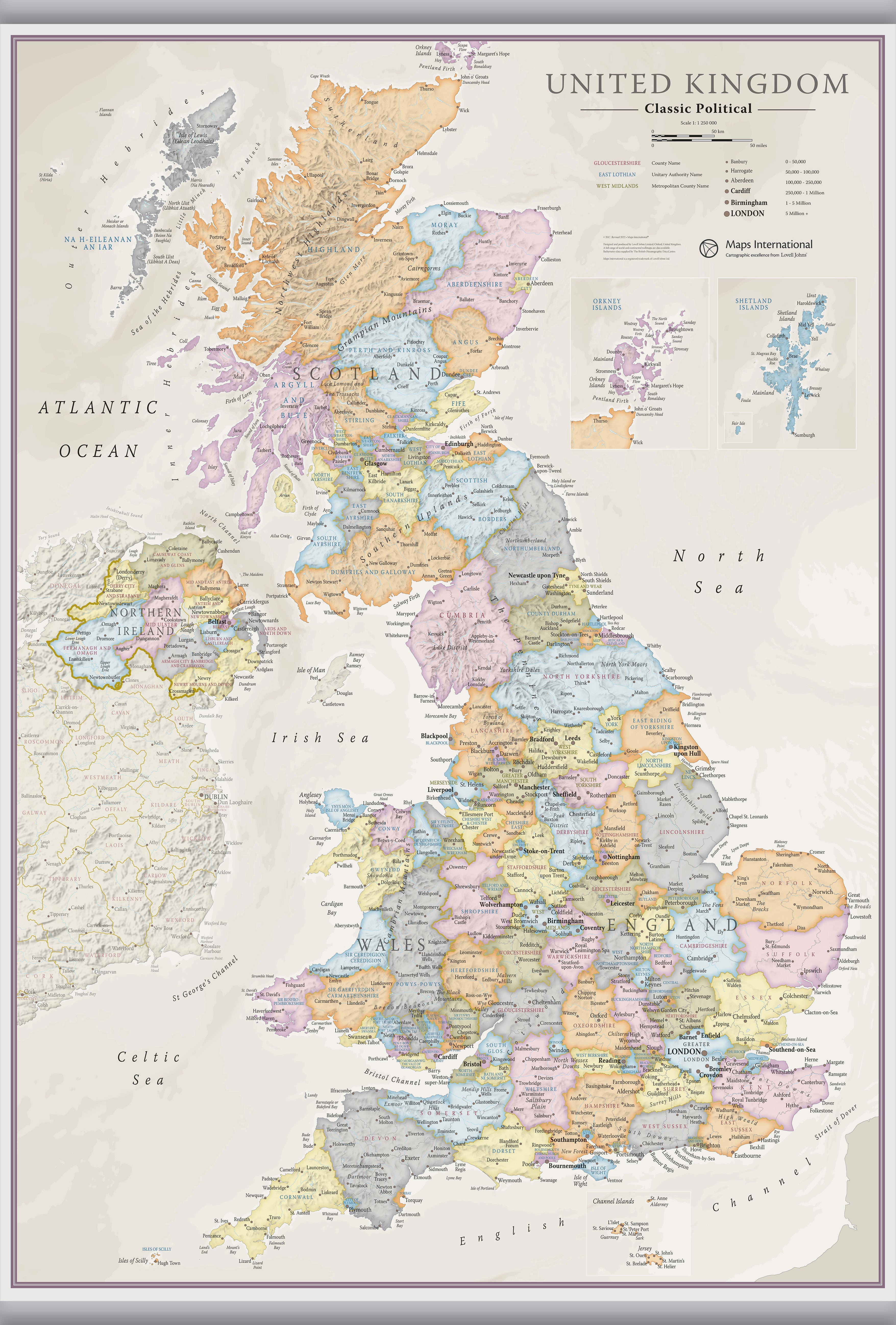 UK01636_M_LAMHB - UK Classic Wall Map