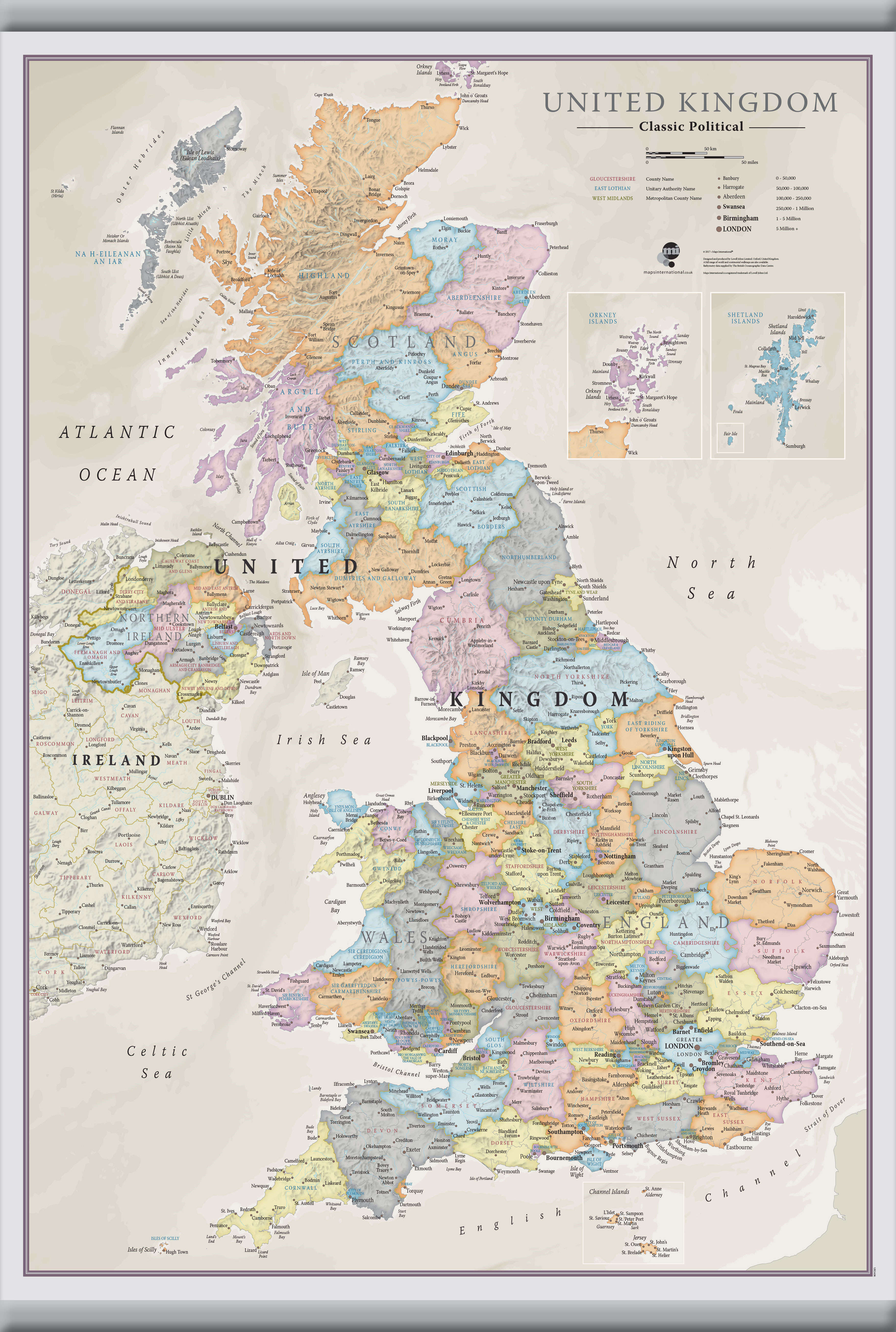 UK01636_M_LAMHB - UK Classic Wall Map