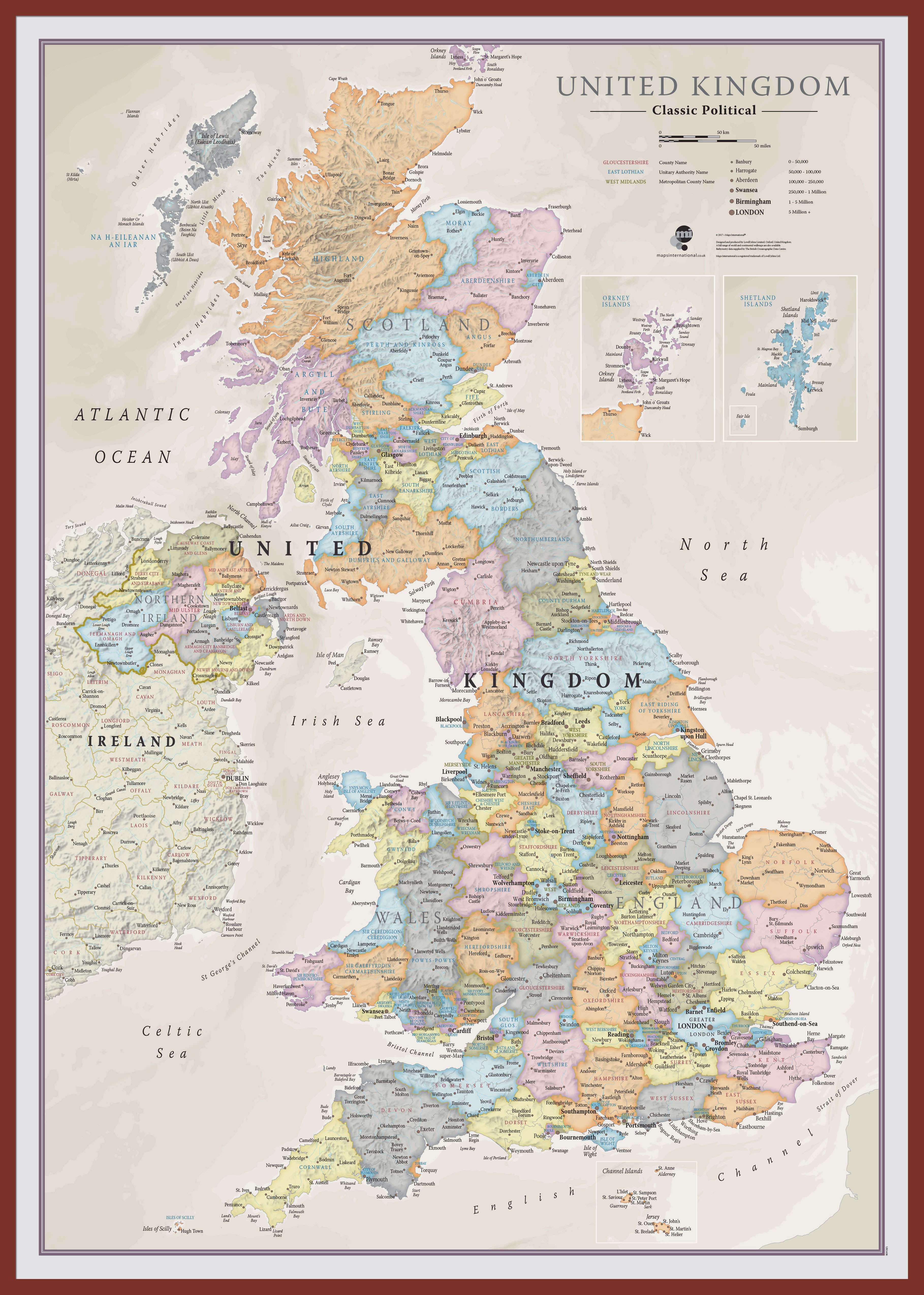 UK01636_H_LBDOK - UK Classic Wall Map