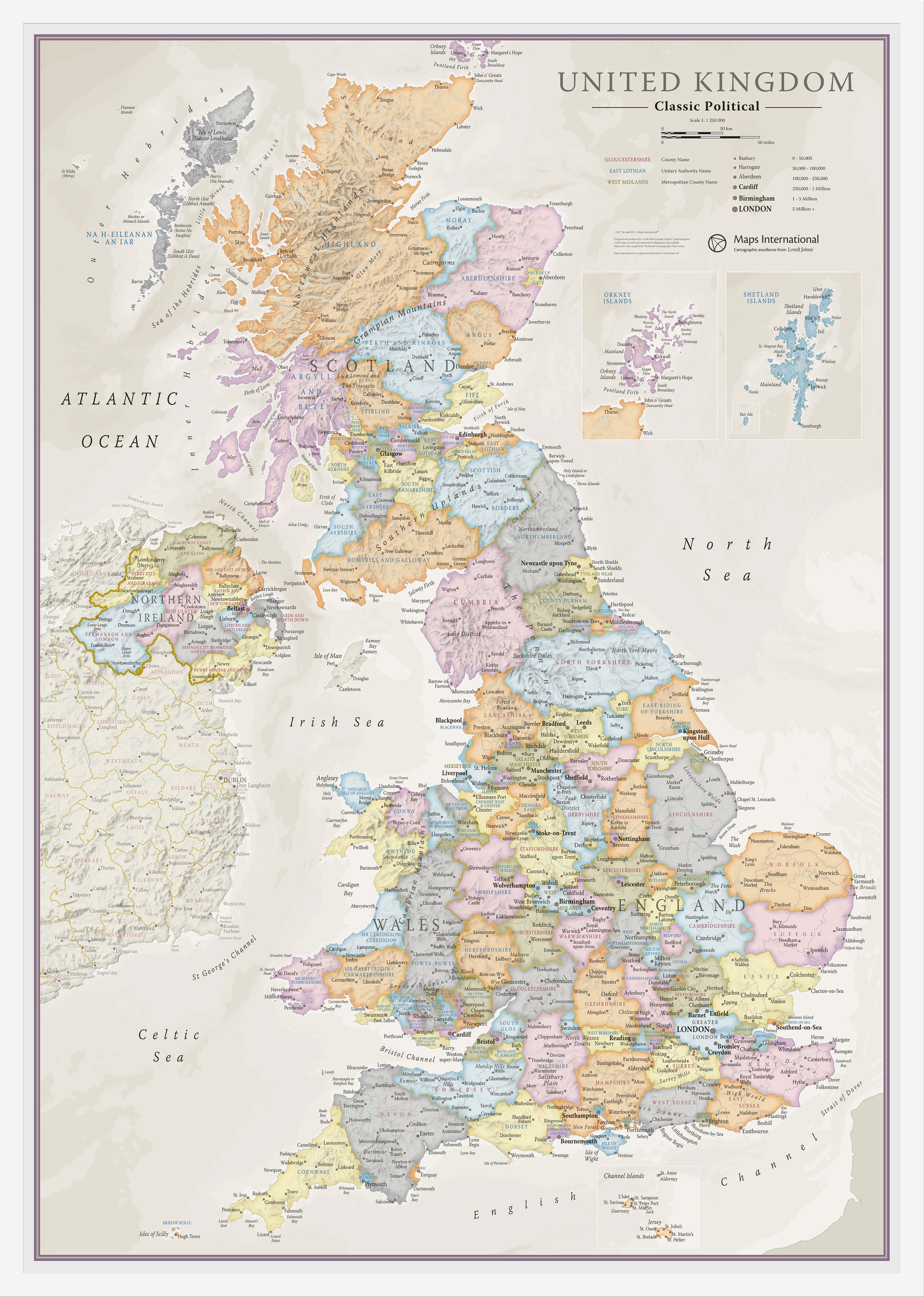 UK01636_M_WDWHI - UK Classic Wall Map