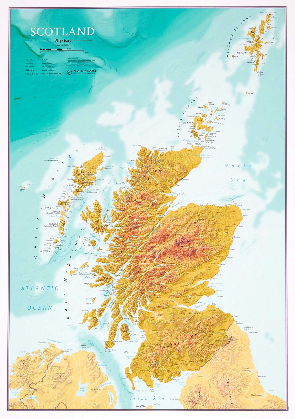 UK01806_S_PAPER Map Scotland Topographic Terrain