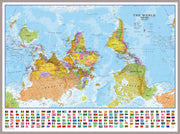 WM00627_L_MGFAL - Upside-down World Wall Map Political with flags