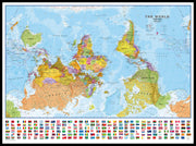 WM00627_L_LBDBL - Upside-down World Wall Map Political with flags
