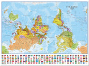 WM00627_L_LMBRD - Upside-down World Wall Map Political with flags