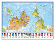 WM00627_L_CANVA - Upside-down World Wall Map Political with flags