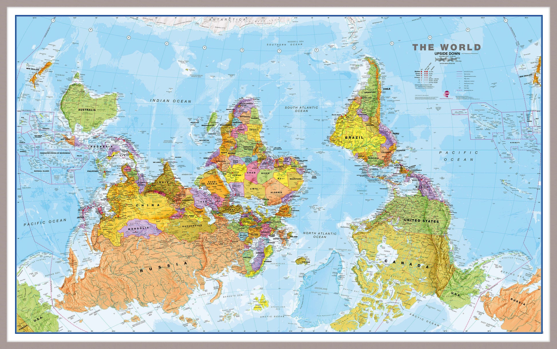 WM00626_L_MGFAL - Upside Down World Wall Map Political