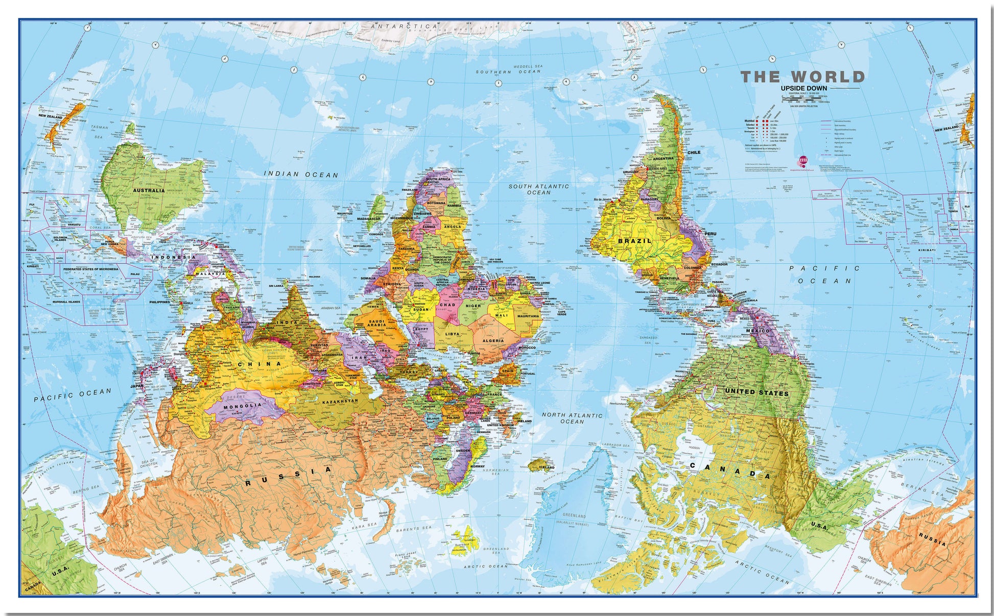 WM00626_H_LMBRD - Upside Down World Wall Map Political