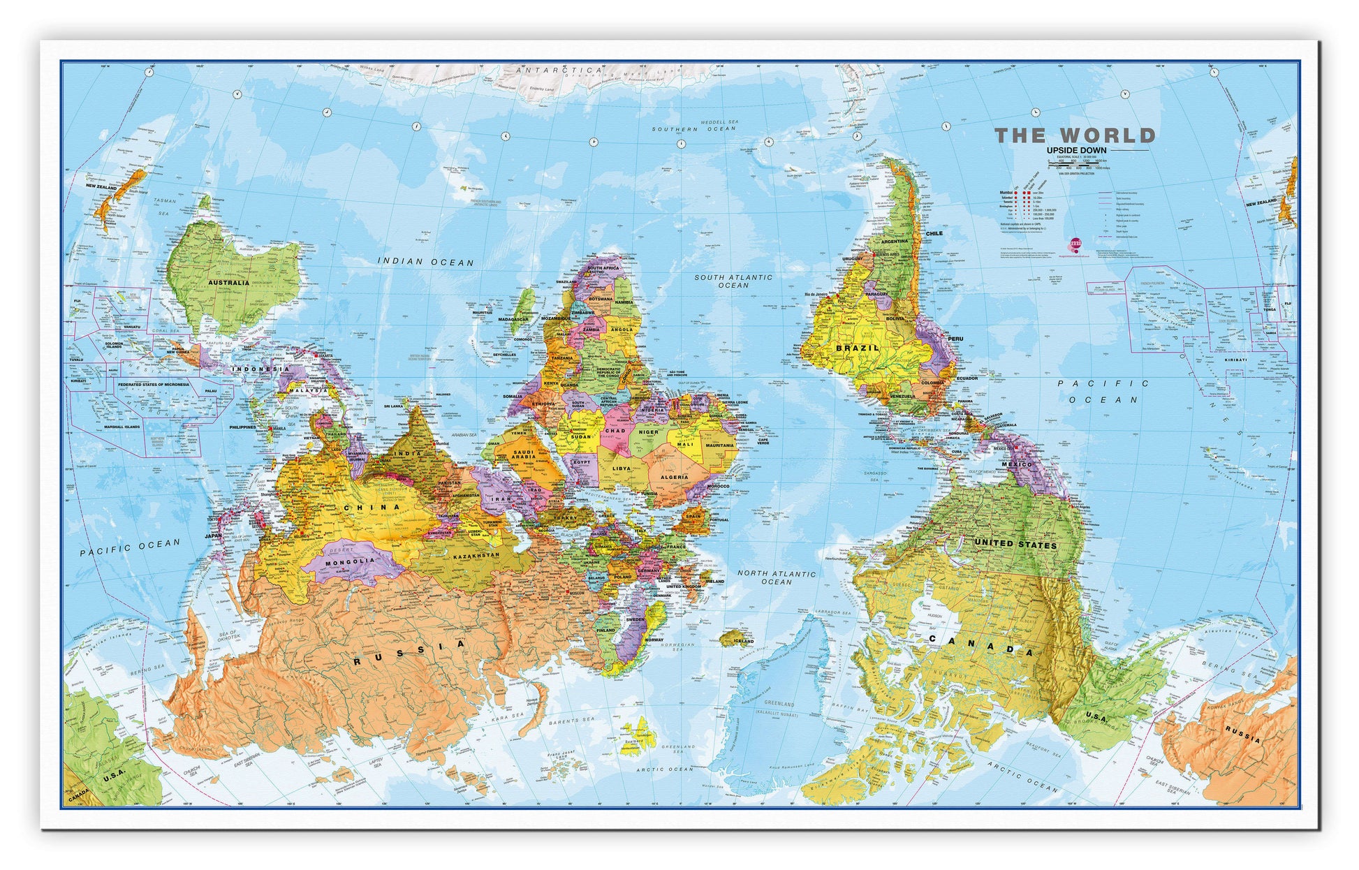 WM00626_H_CANVA - Upside Down World Wall Map Political