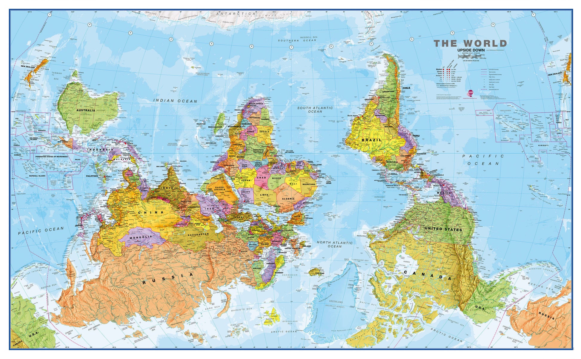 WM00626_L_CANRL - Upside Down World Wall Map Political