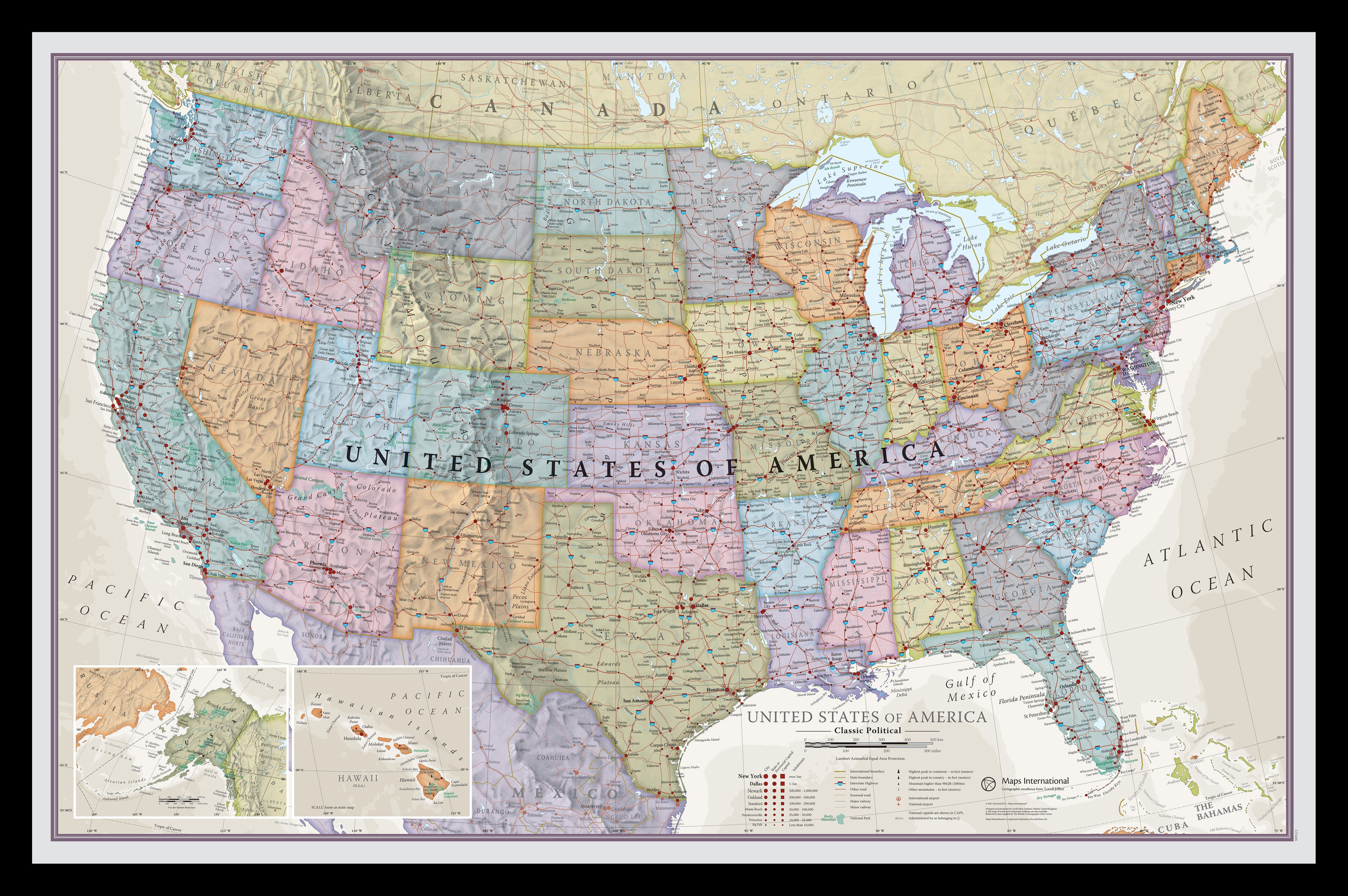 CM01635_M_PINBL - USA Classic Wall Map