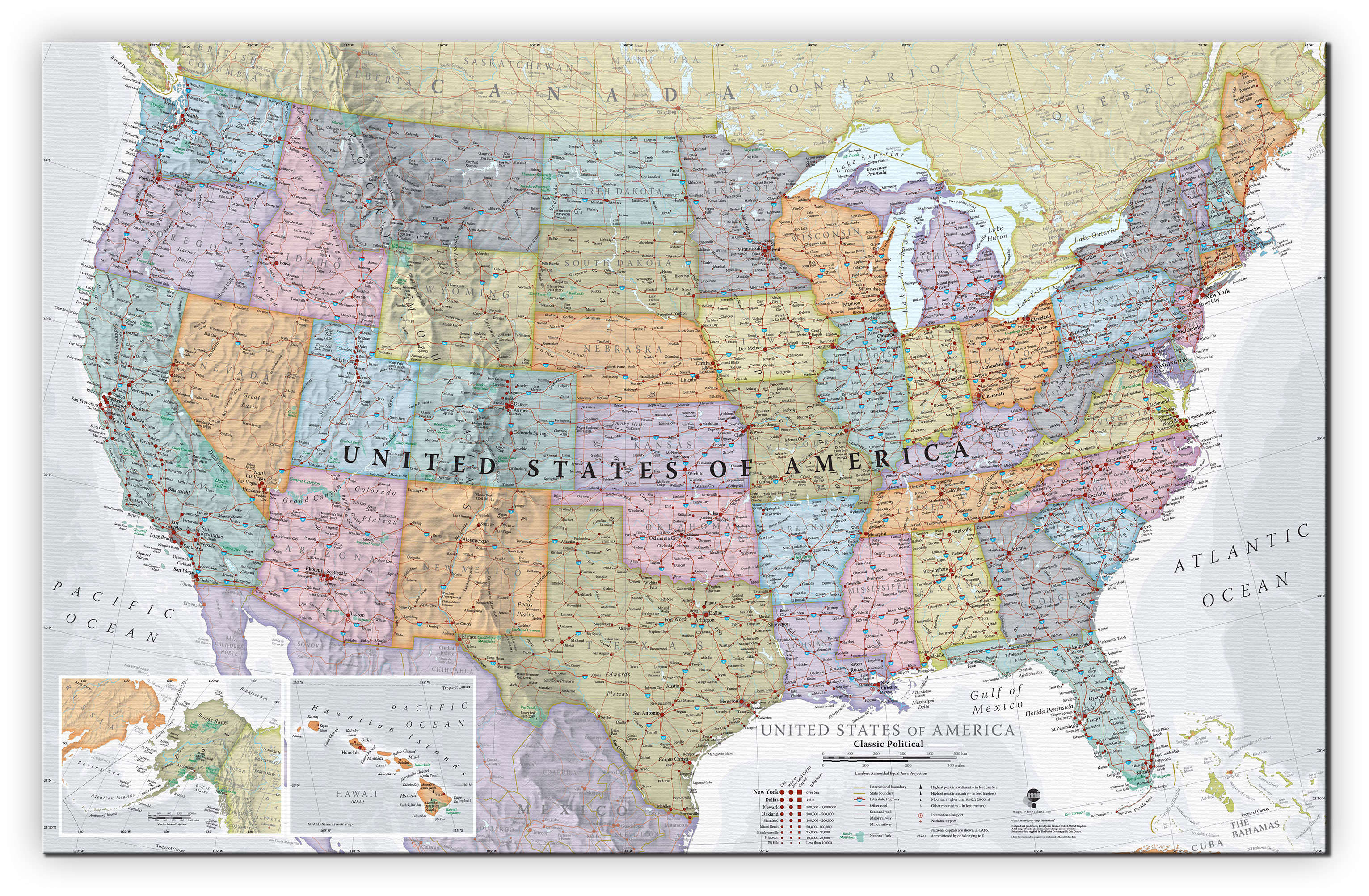 CM01635_M_CANVA - USA Classic Wall Map