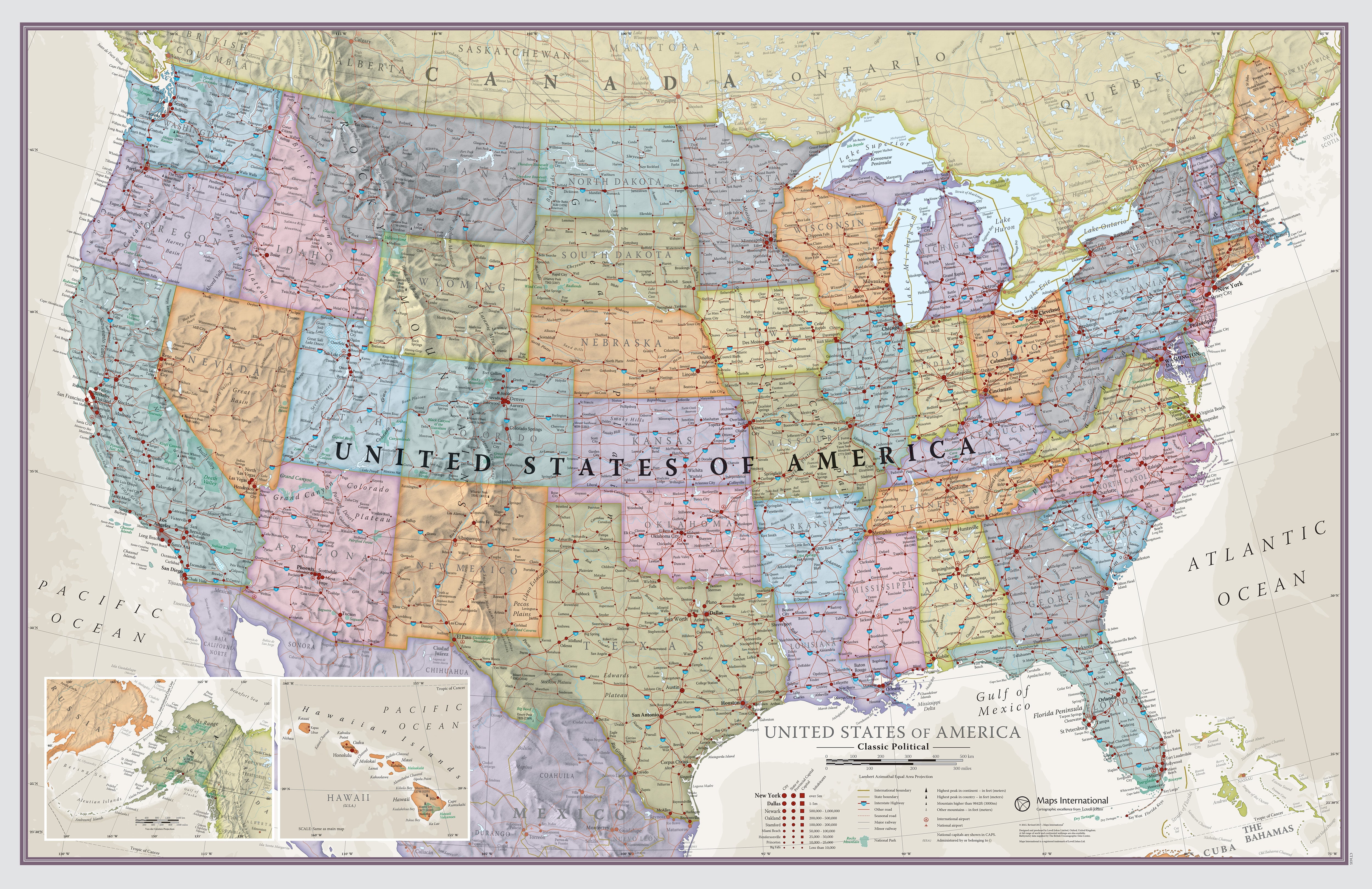 CM01635_M_LAMIN - USA Classic Wall Map