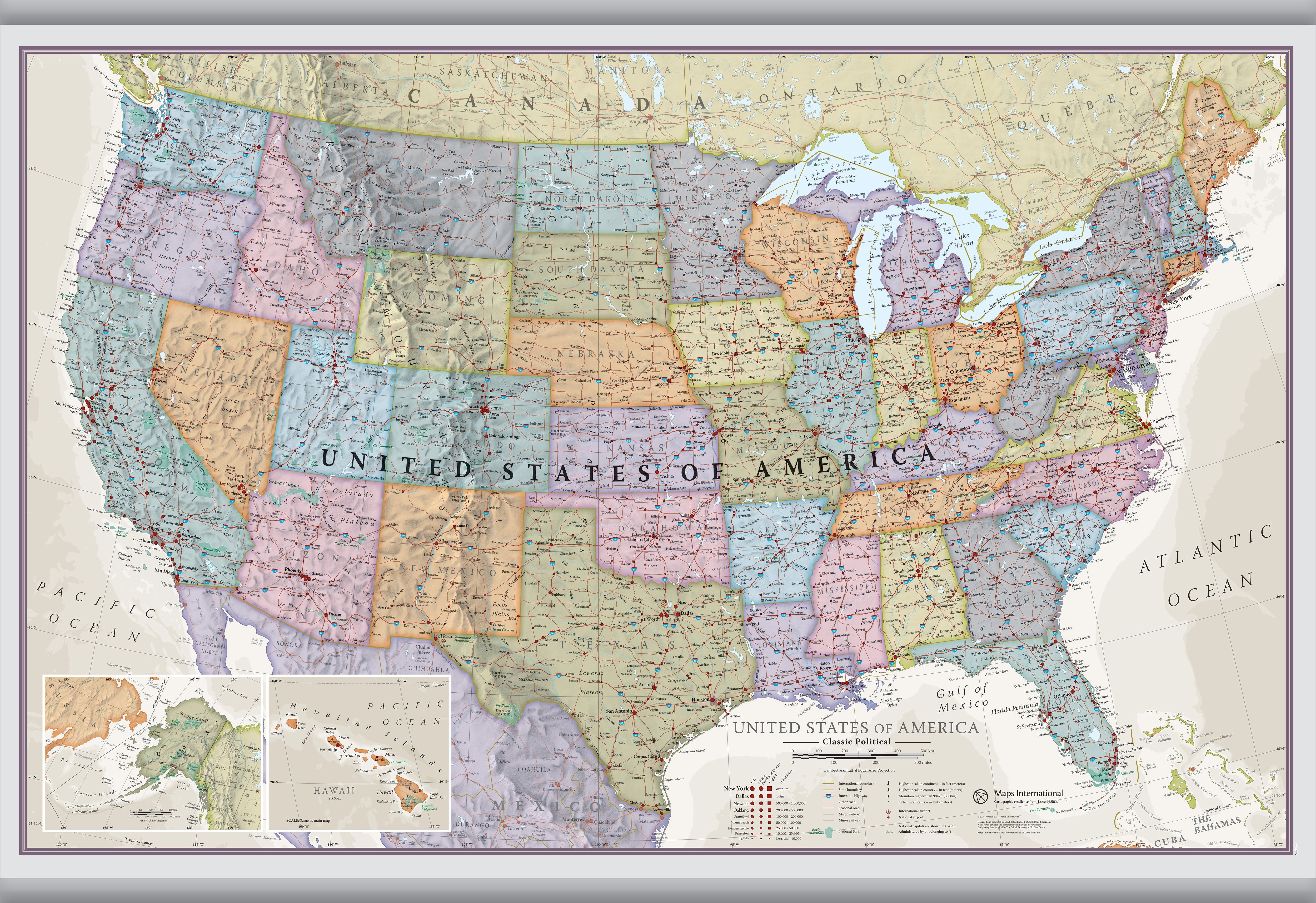 CM01635_M_LAMHB - USA Classic Wall Map