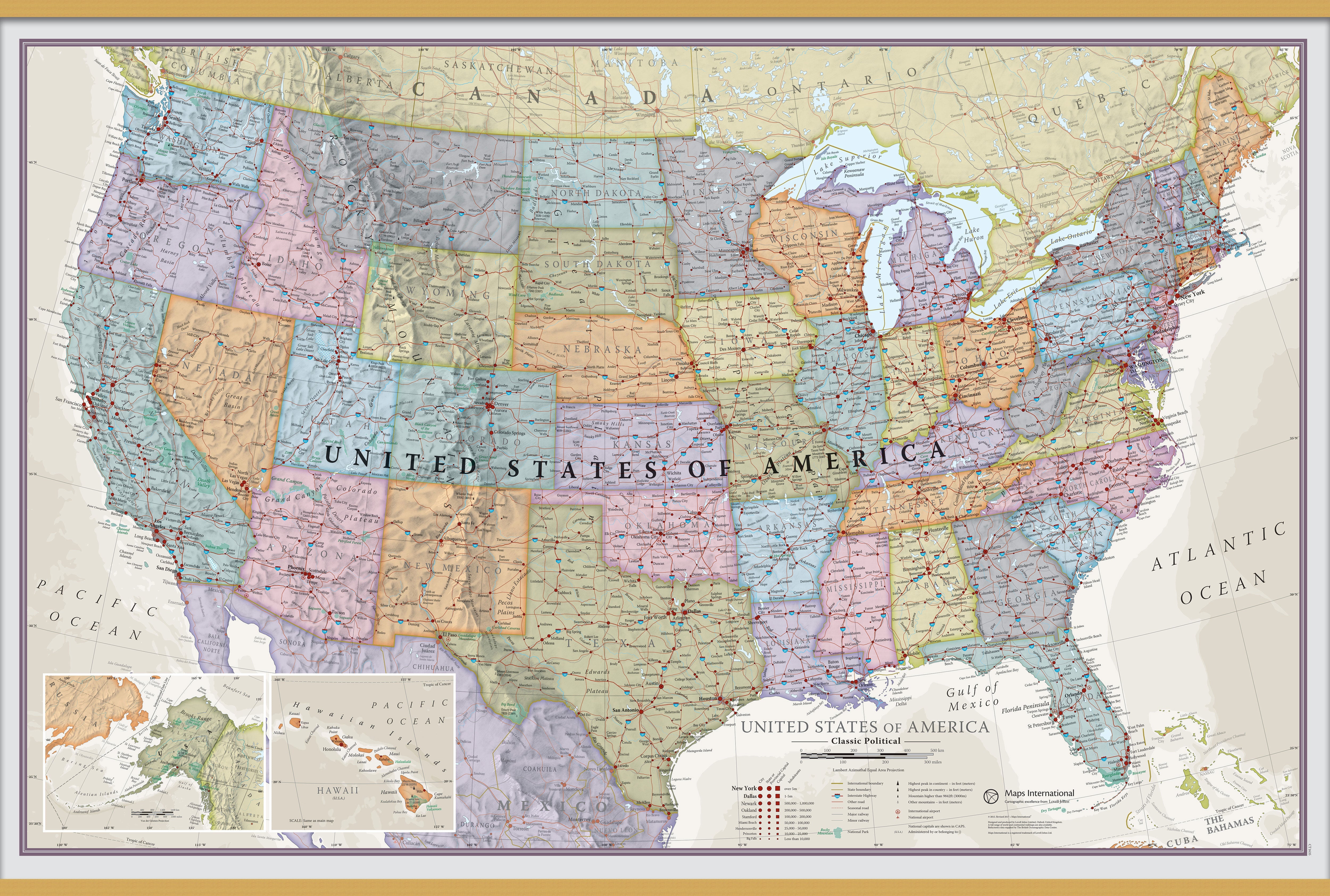 CM01635_M_LWDHB - USA Classic Wall Map