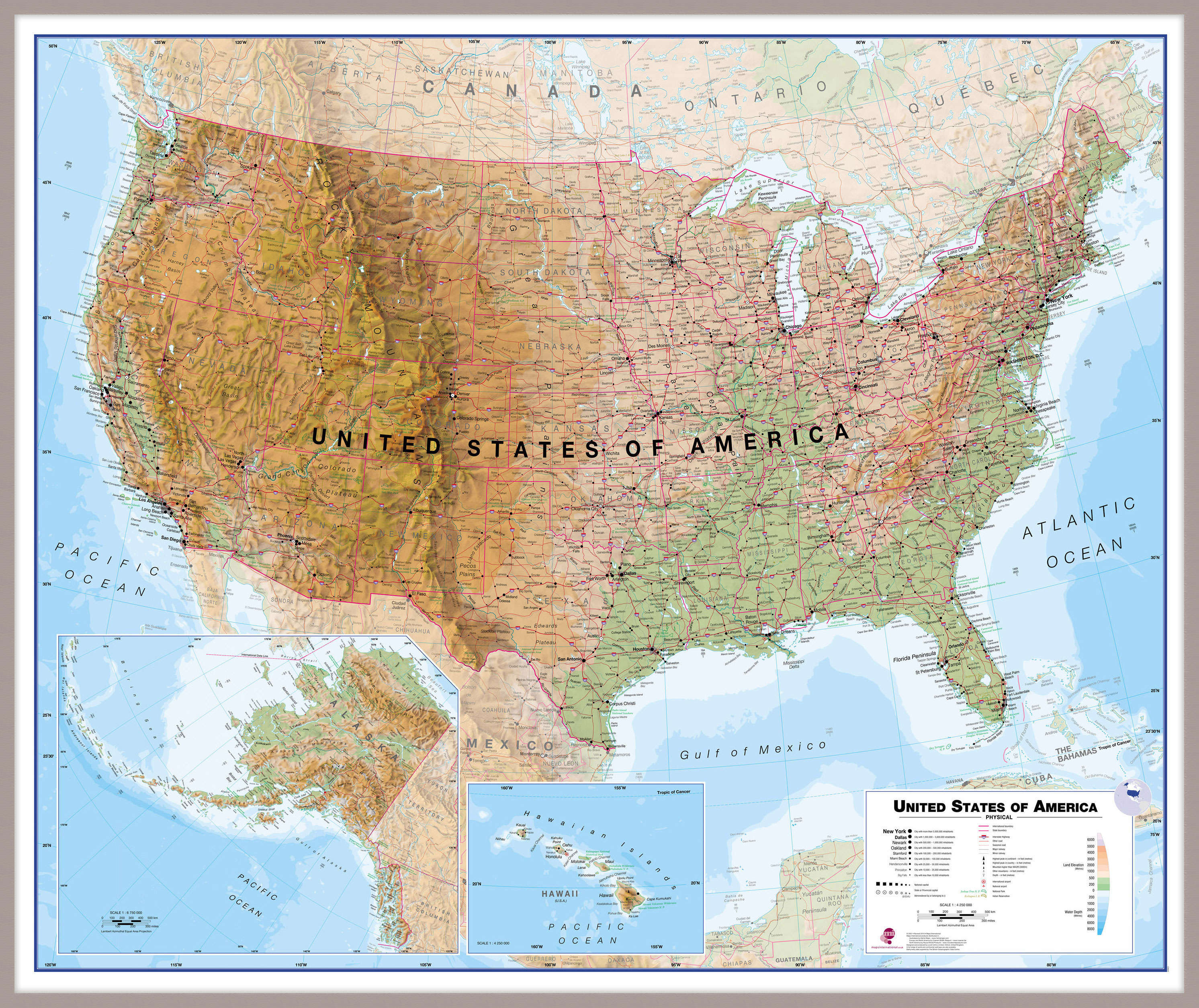CM00022_L_LBDAL - USA Wall Map Physical