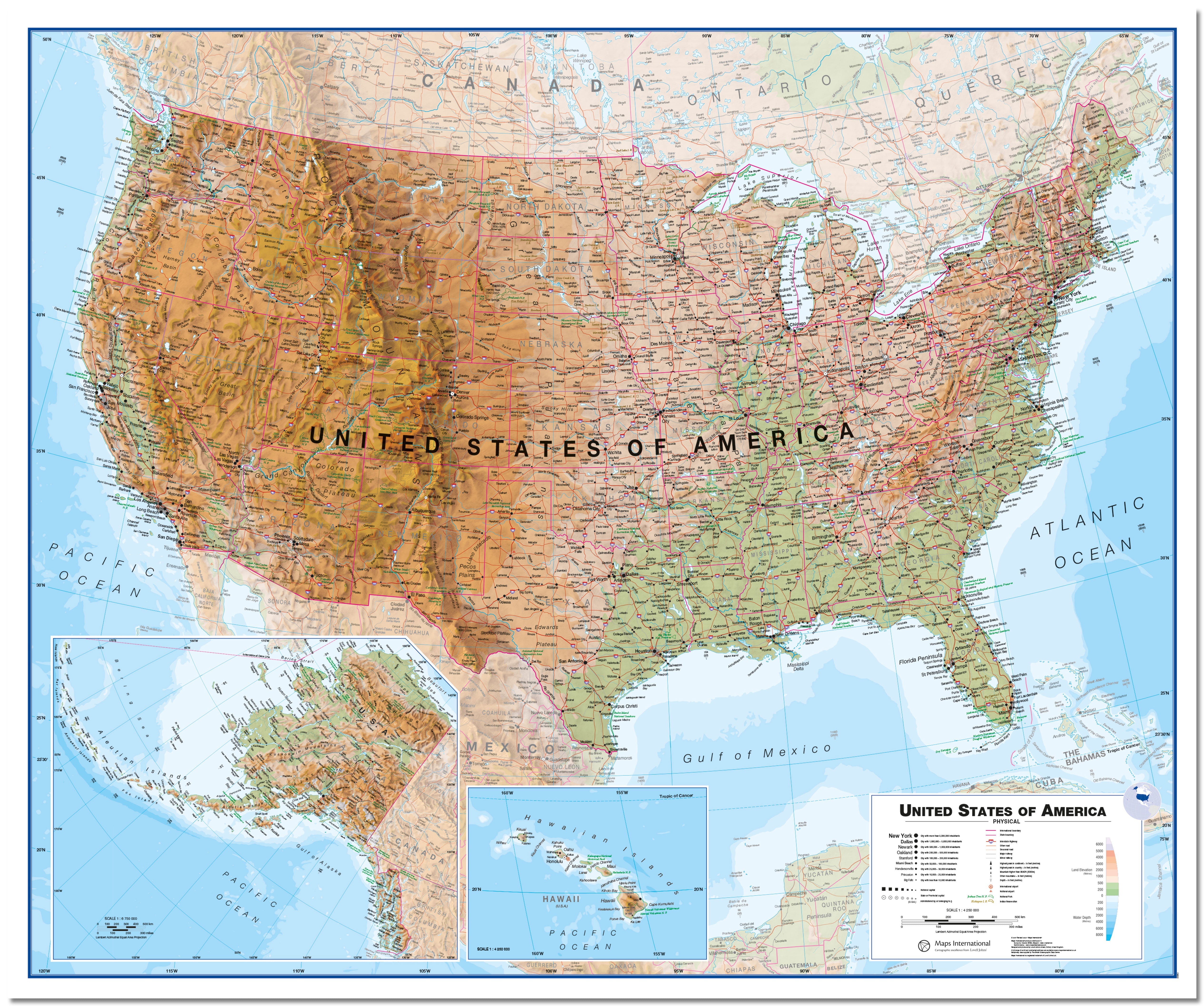 CM00022_L_LMBRD - USA Wall Map Physical
