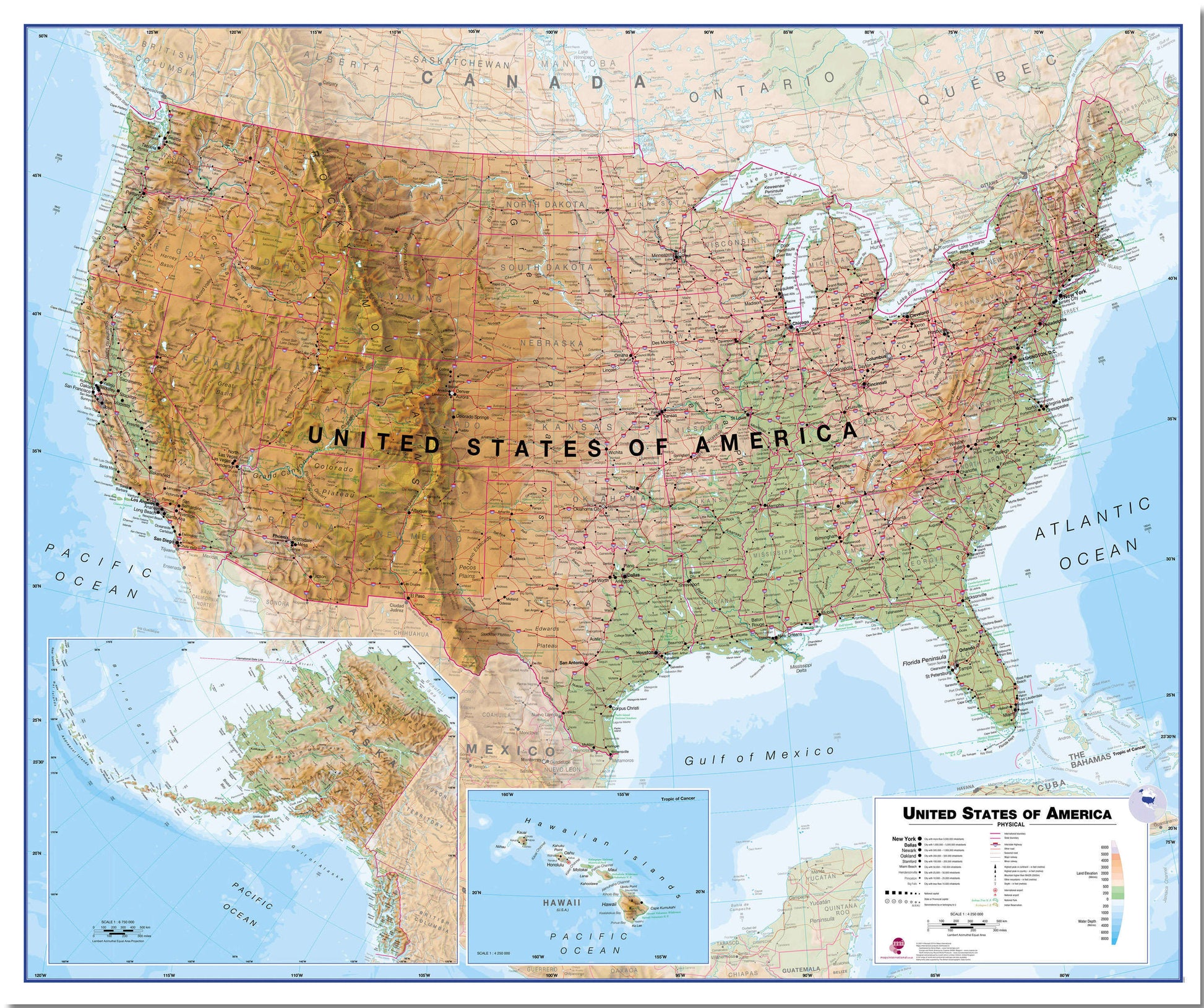 CM00022_L_LMBRD - USA Wall Map Physical