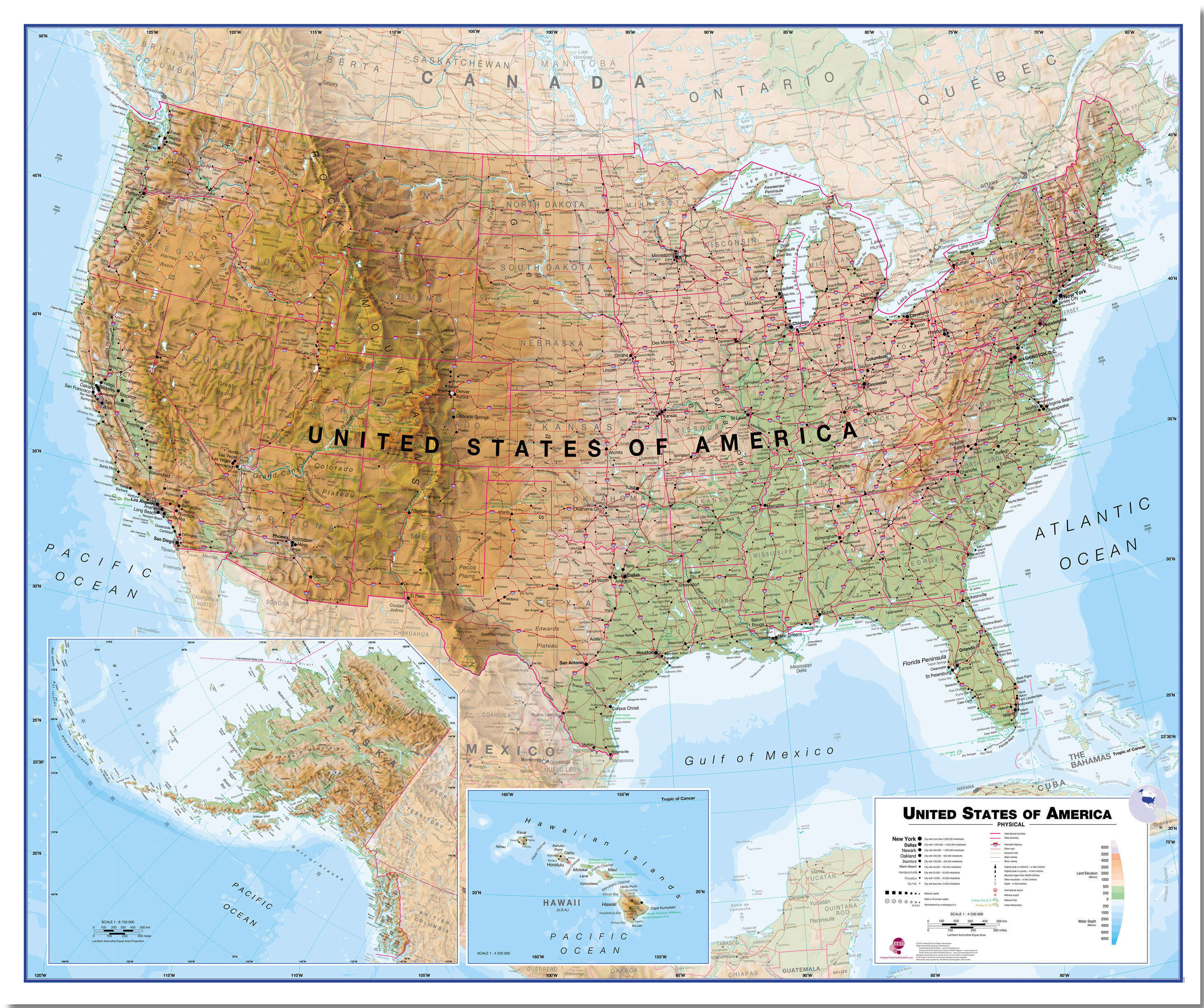 CM00022_H_LMBRD - USA Wall Map Physical