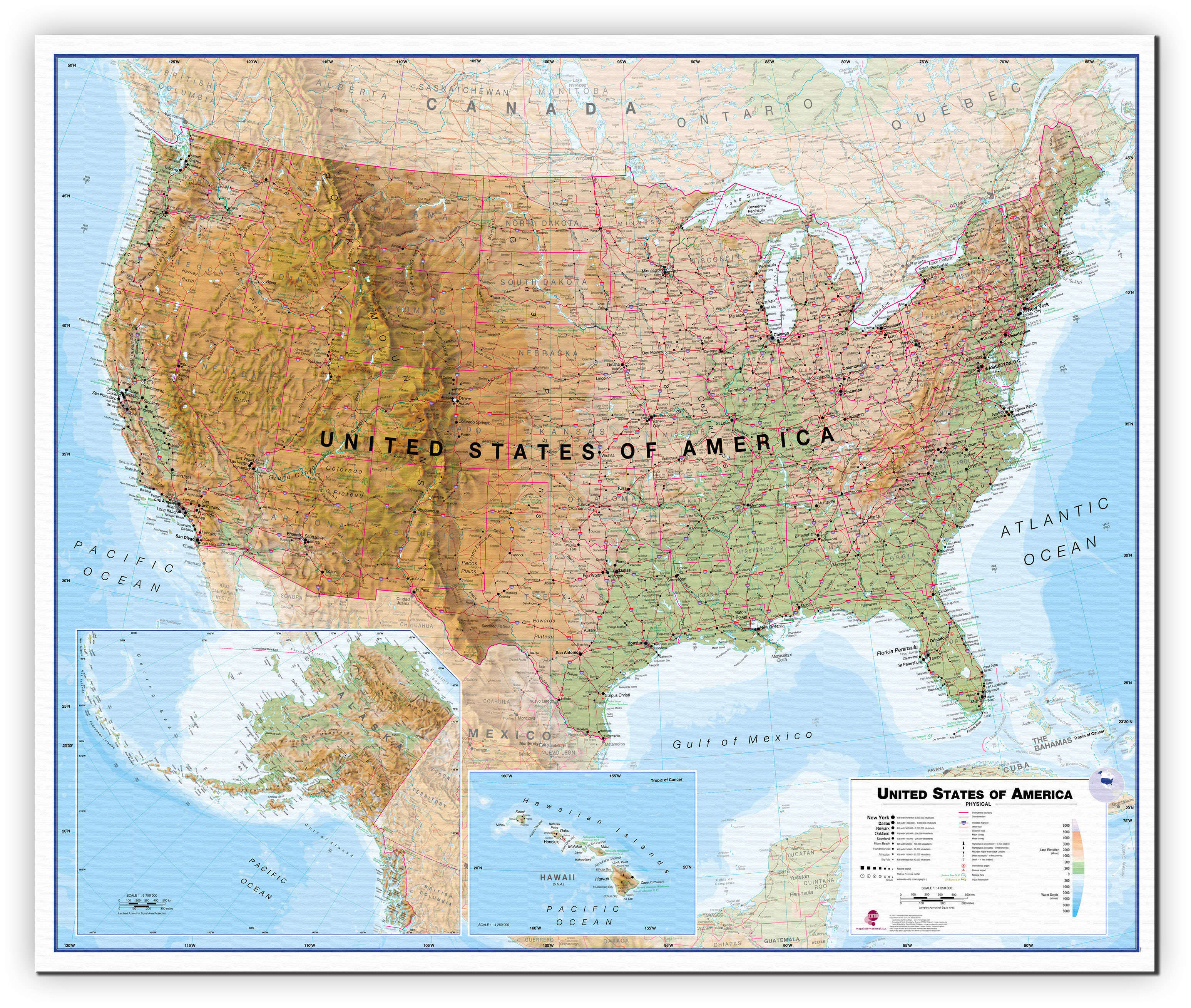 CM00022_L_CANVA - USA Wall Map Physical