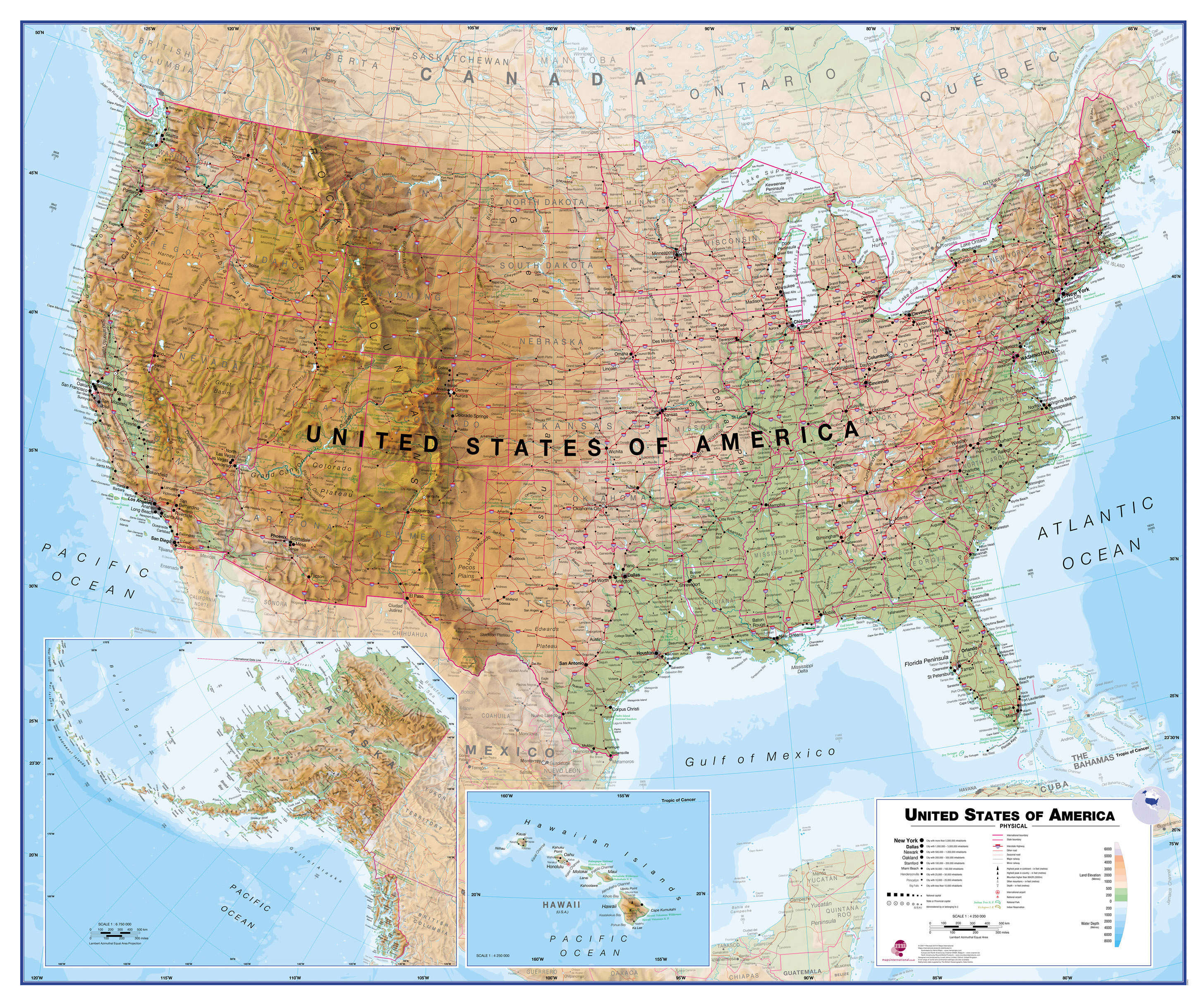 CM00022_H_PAPER - USA Wall Map Physical