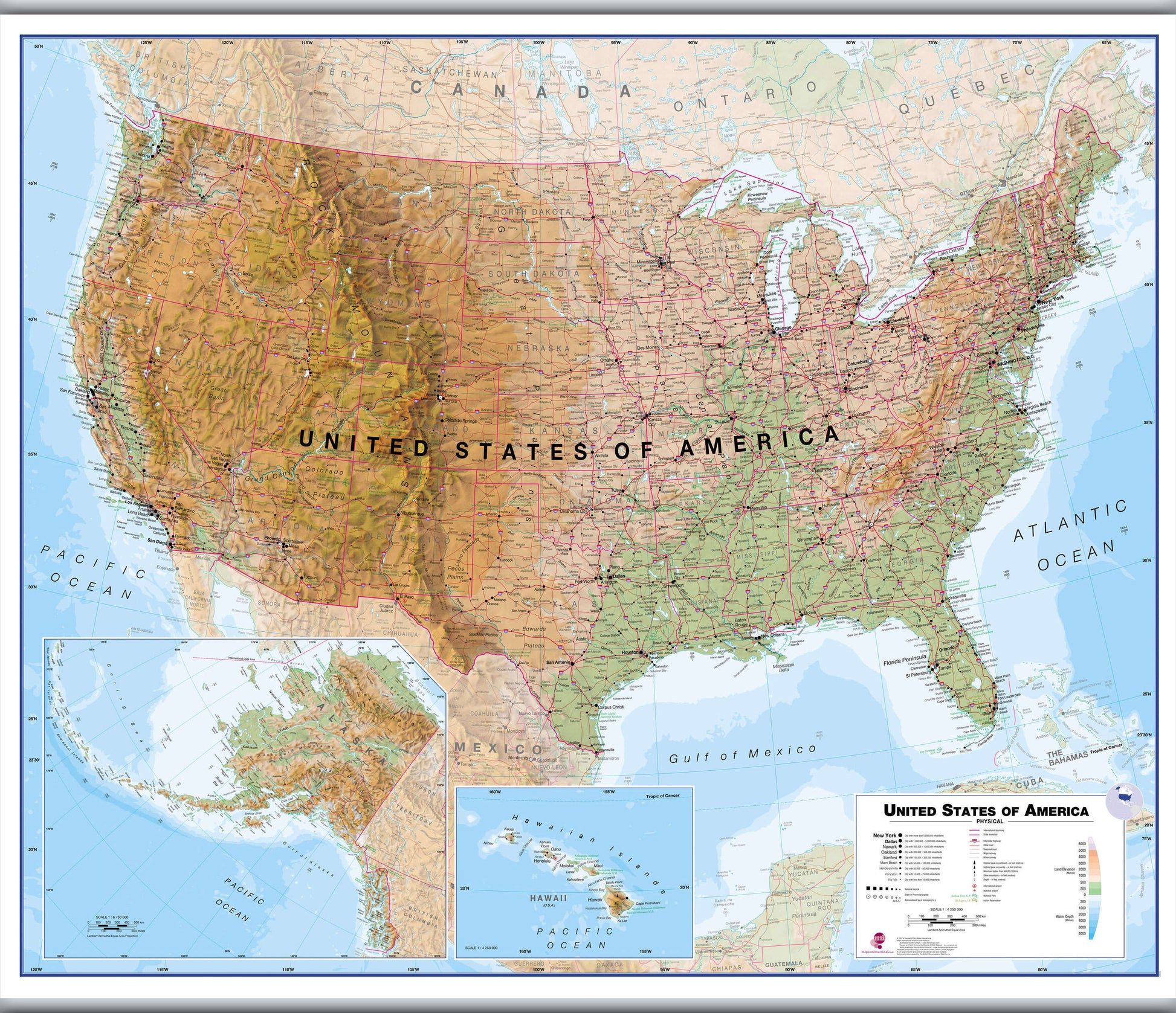 CM00022_H_LAMHB - USA Wall Map Physical