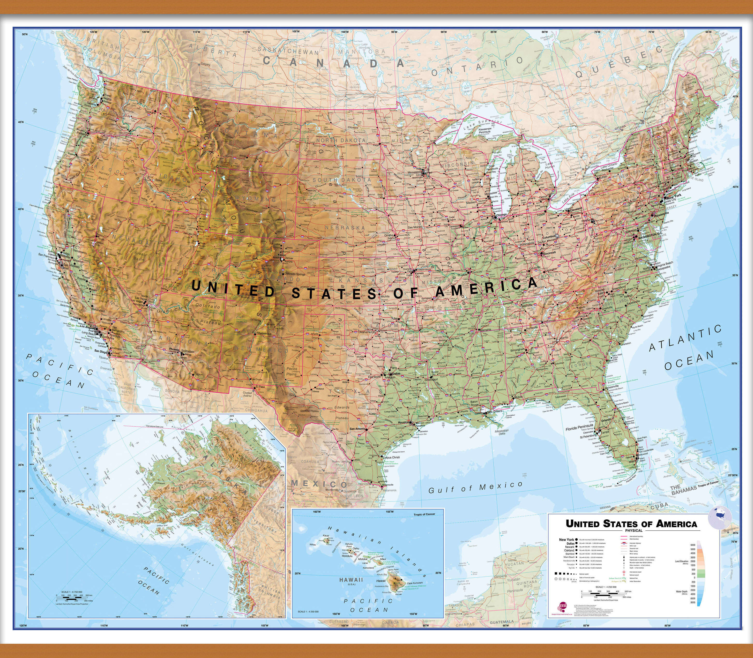 CM00022_L_CWDHB - USA Wall Map Physical