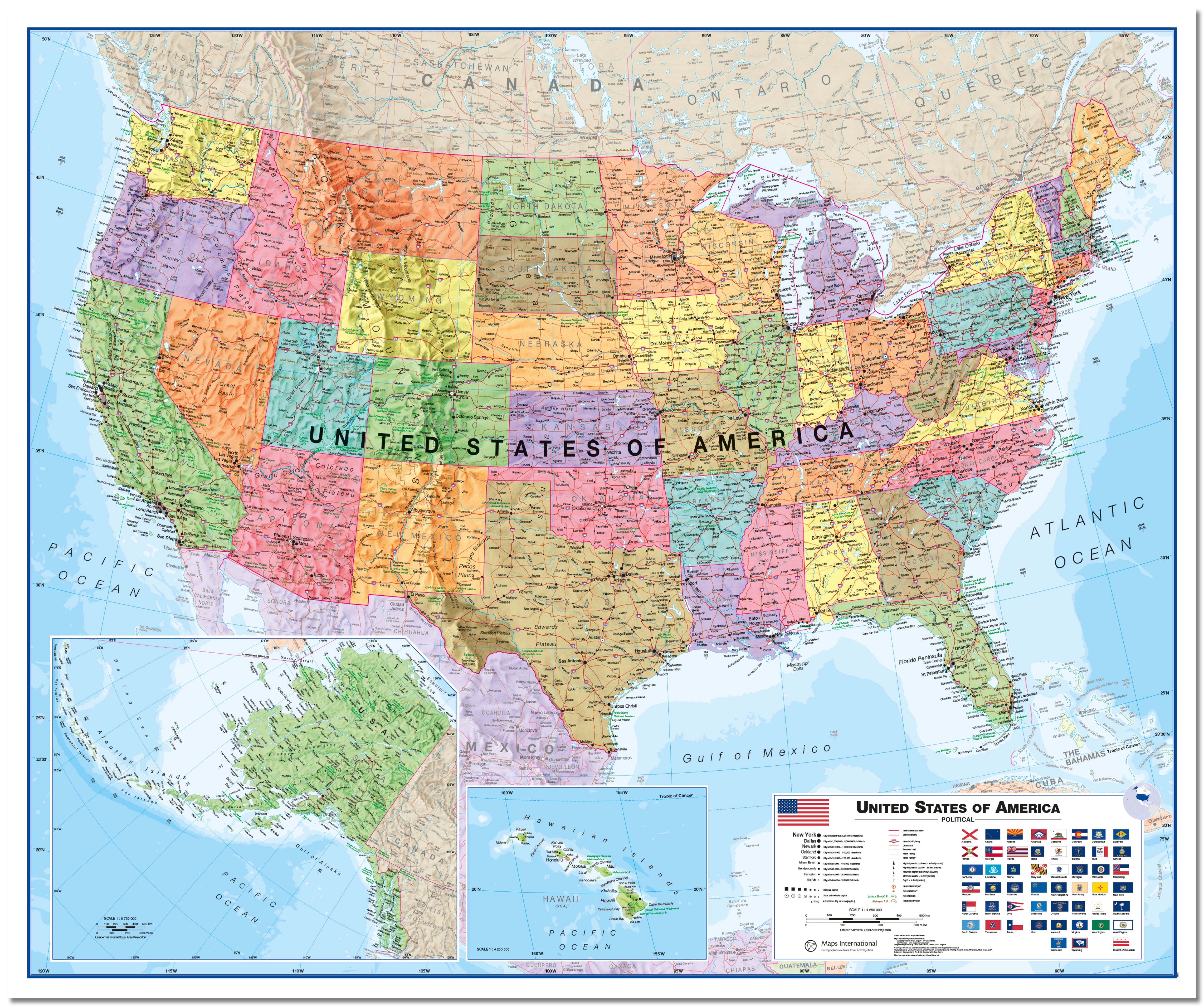 CM00021_L_LMBRD - USA Wall Map Political