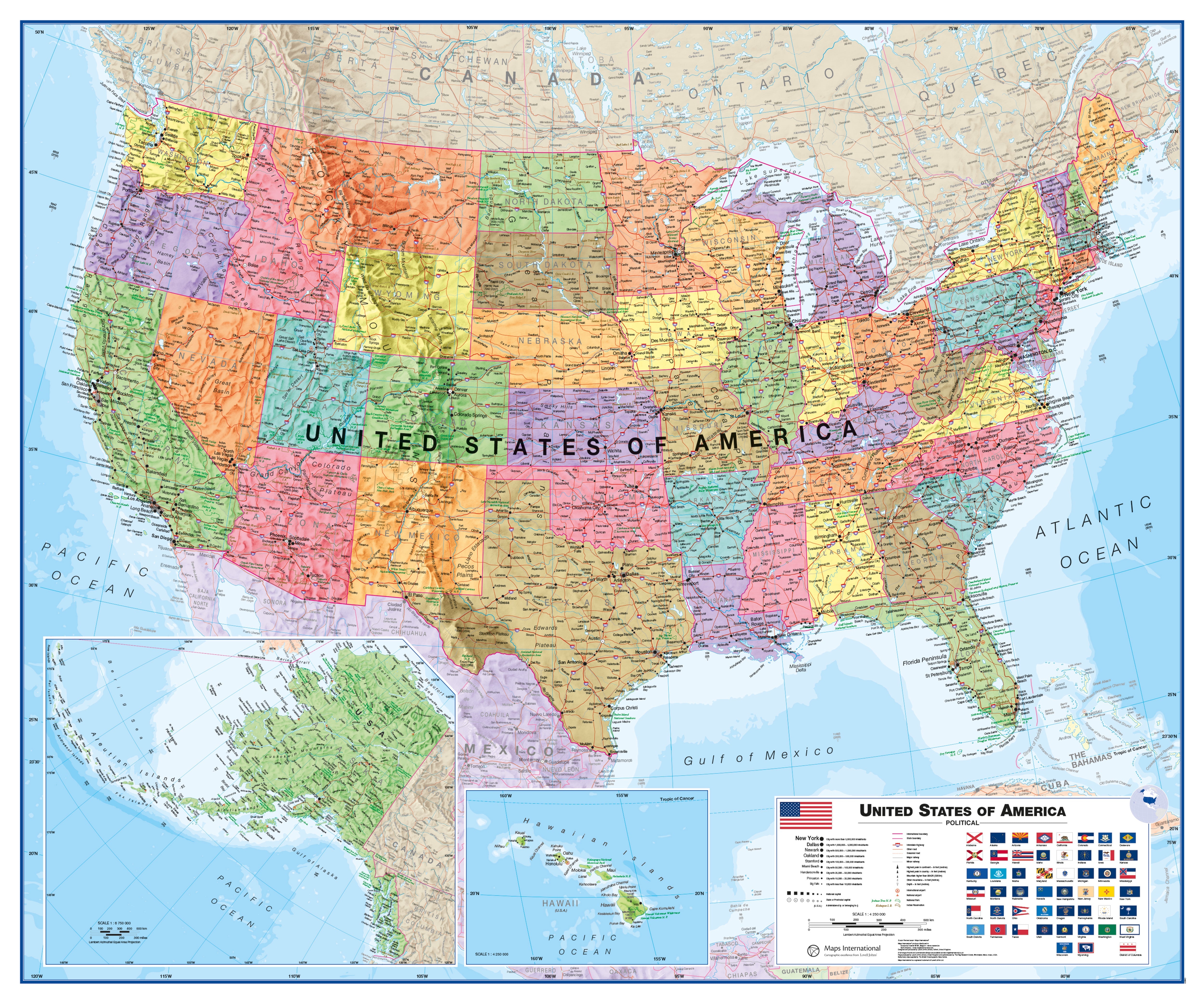 CM00021_H_PAPER - USA Wall Map Political