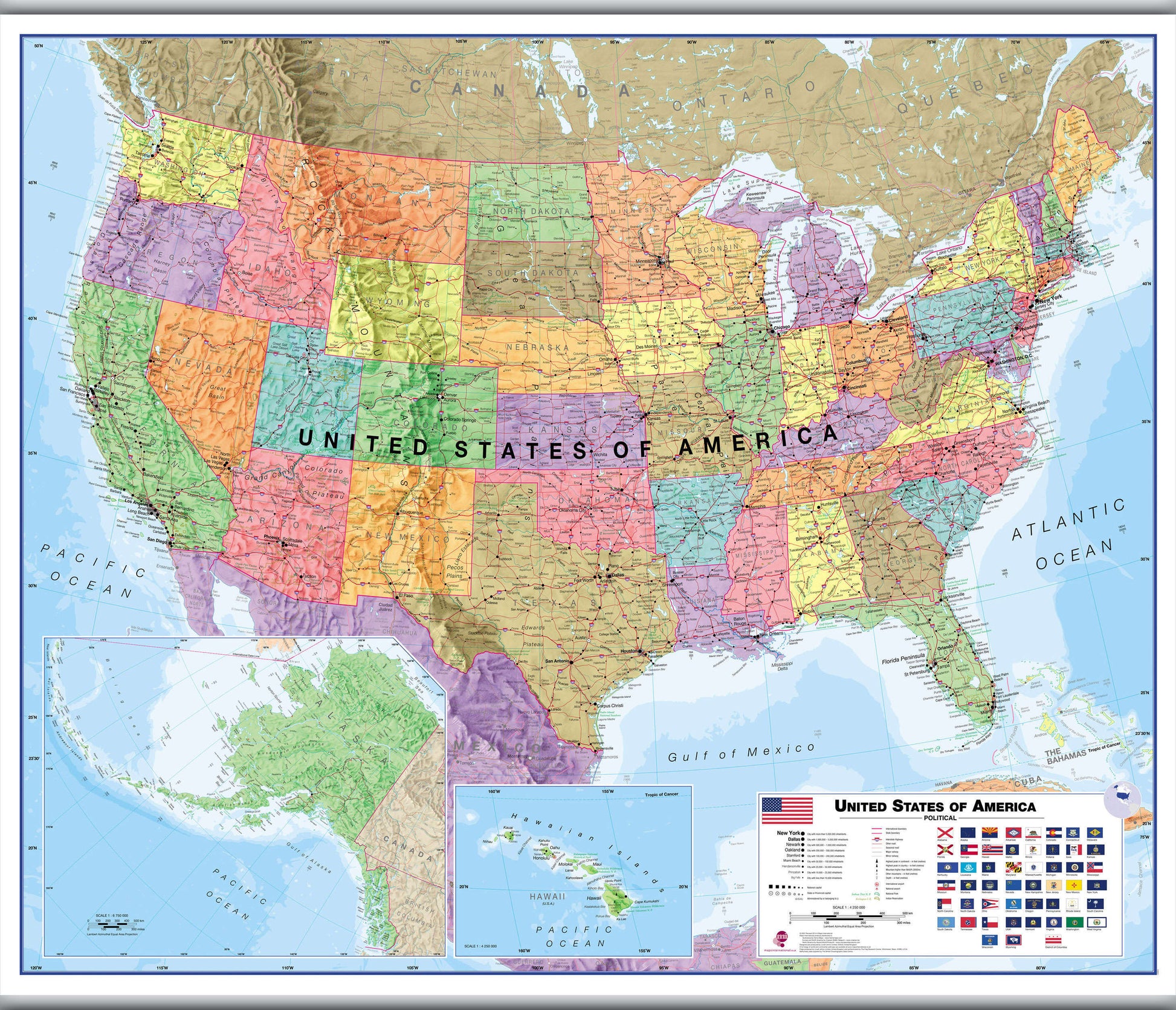 CM00021_L_CANHB - USA Wall Map Political