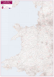 UK00038_L_PAPER - Wales, West Midlands and North West Postcode District Map