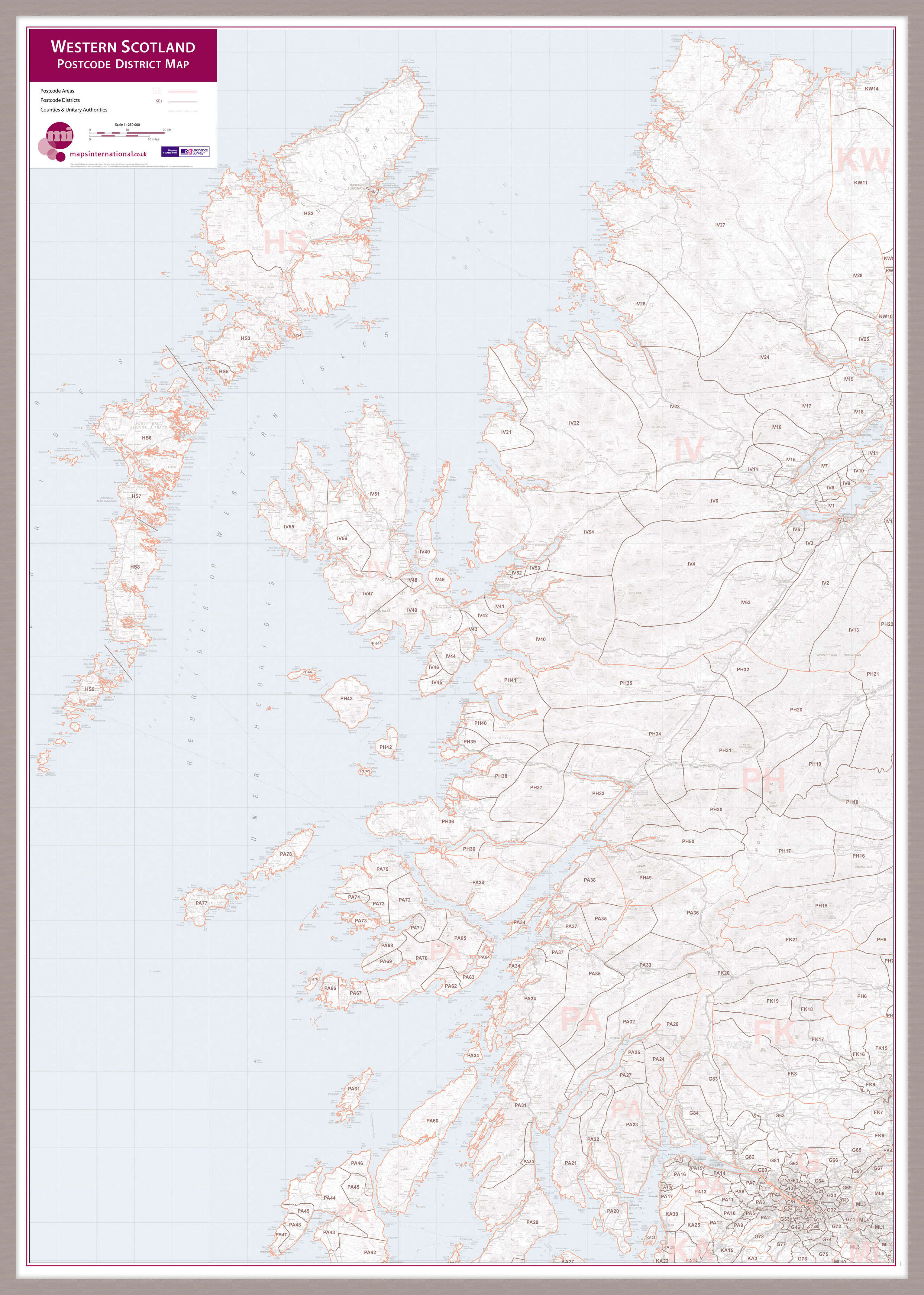 UK00039_L_LBDAL - Western Scotland Postcode District Map