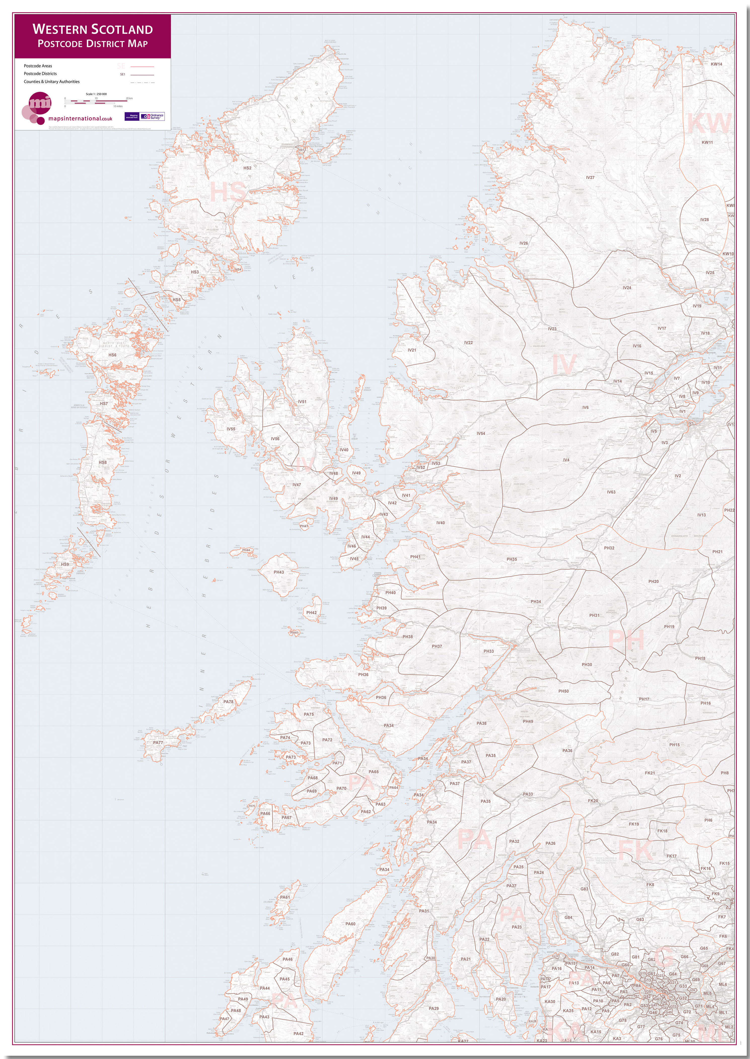 UK00039_L_LMBRD - Western Scotland Postcode District Map