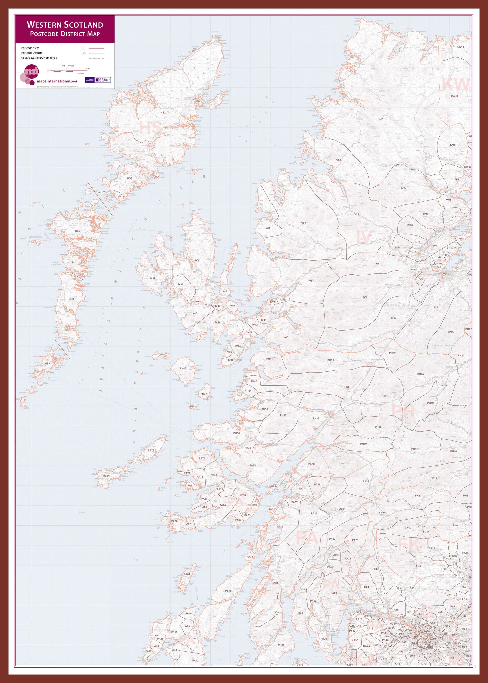 UK00039_L_LBDOK - Western Scotland Postcode District Map