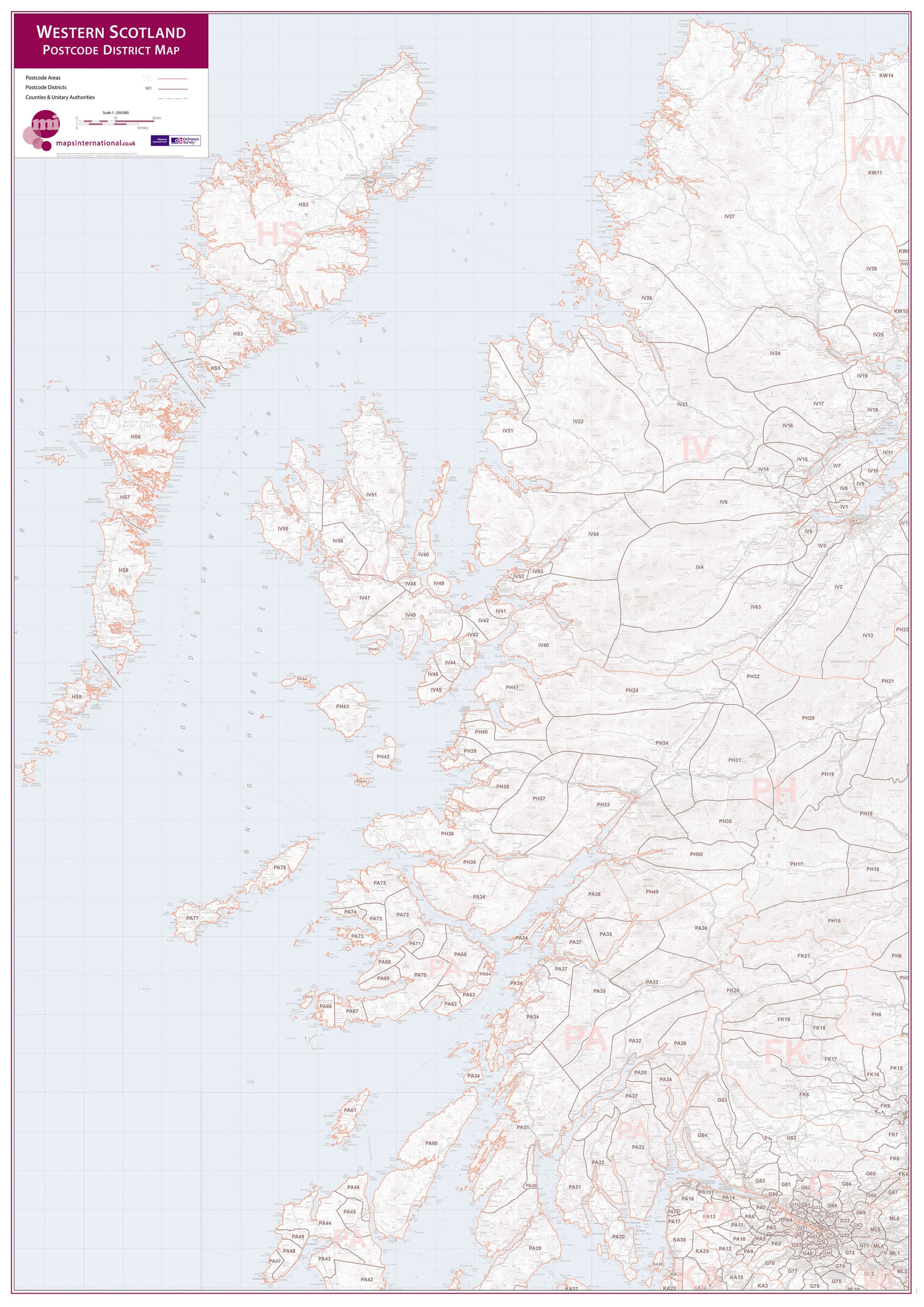 UK00039_L_PAPER Western Scotland Postcode District Map