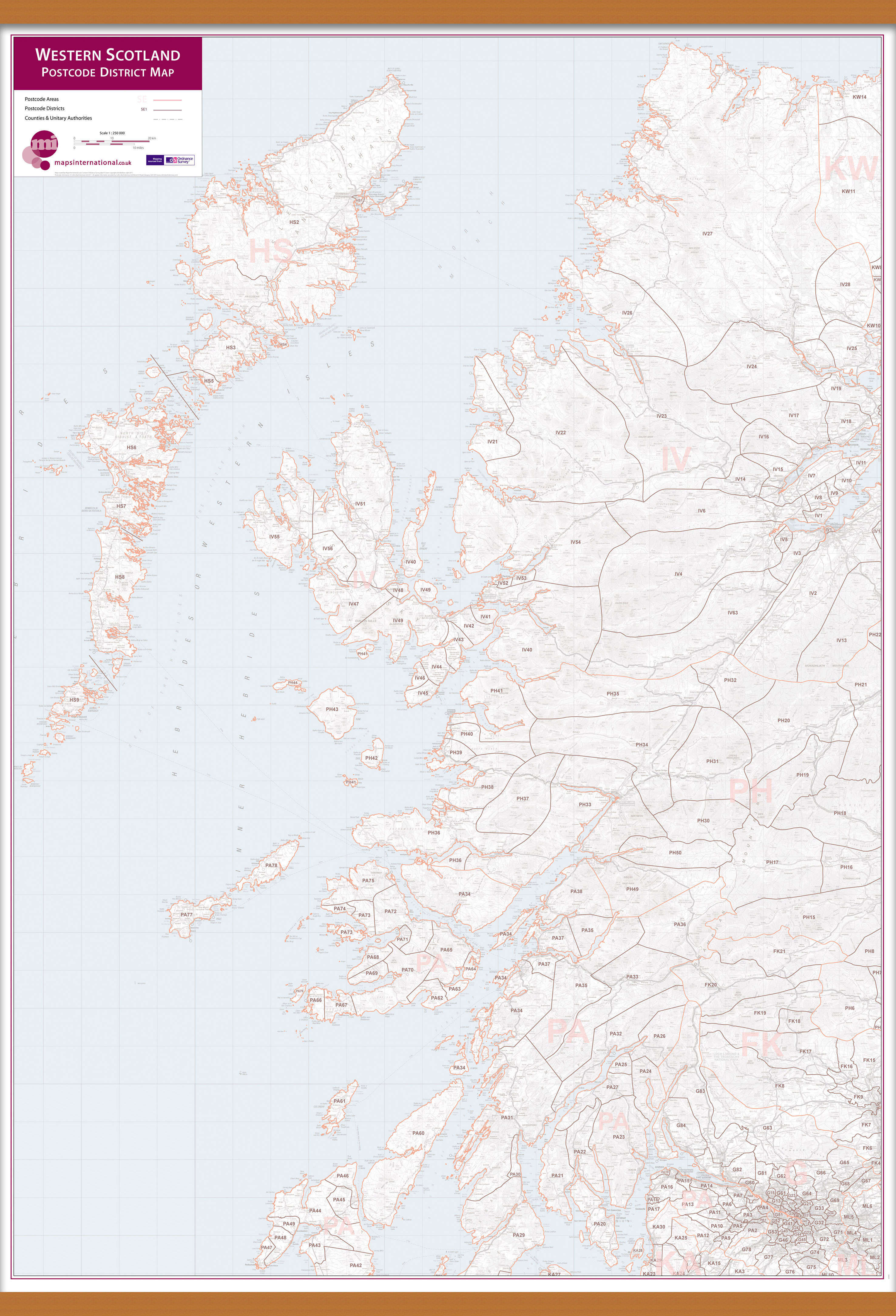UK00039_L_LWDHB - Western Scotland Postcode District Map