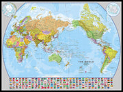 WM00400_L_LBDBL - World Pacific-centred Wall Map with flags