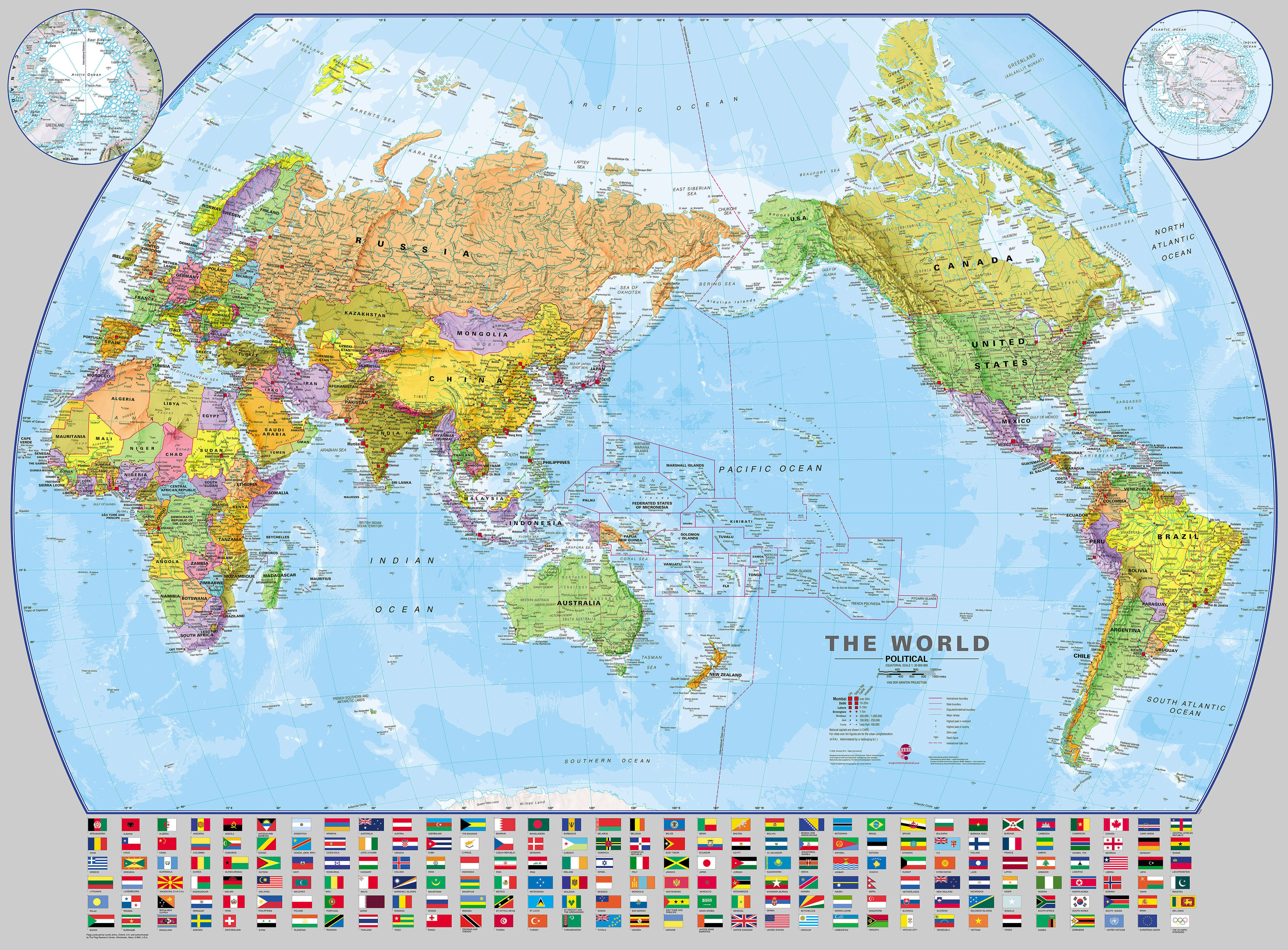 WM00400_L_CANRL - World Pacific-centred Wall Map with flags